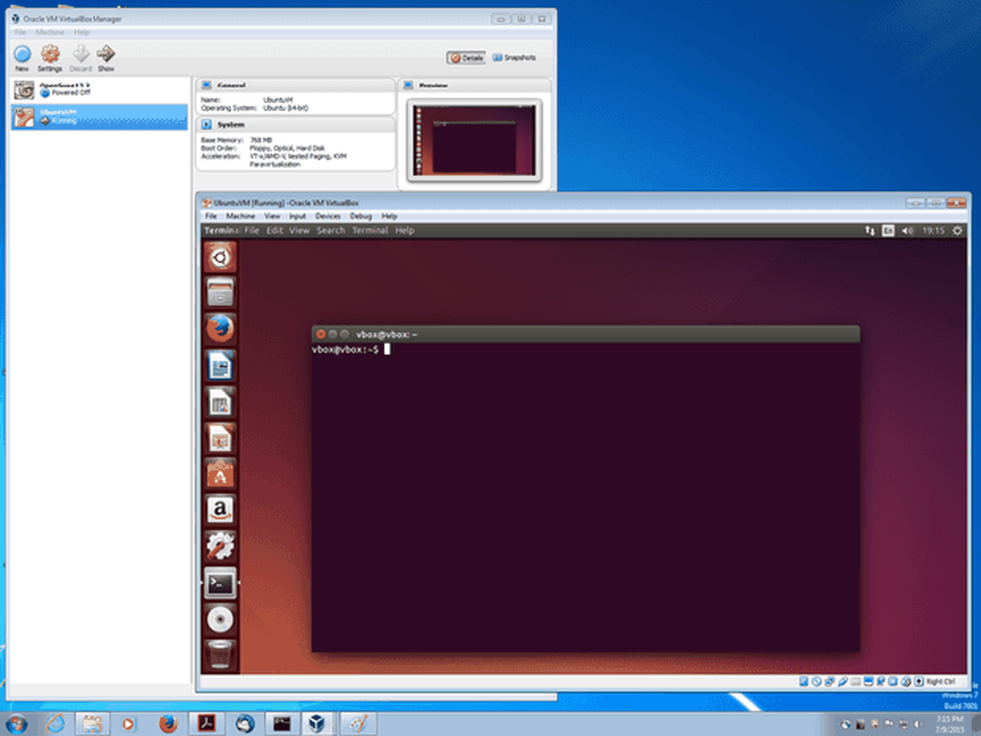 VirtualBox Windows ejecutando Linux