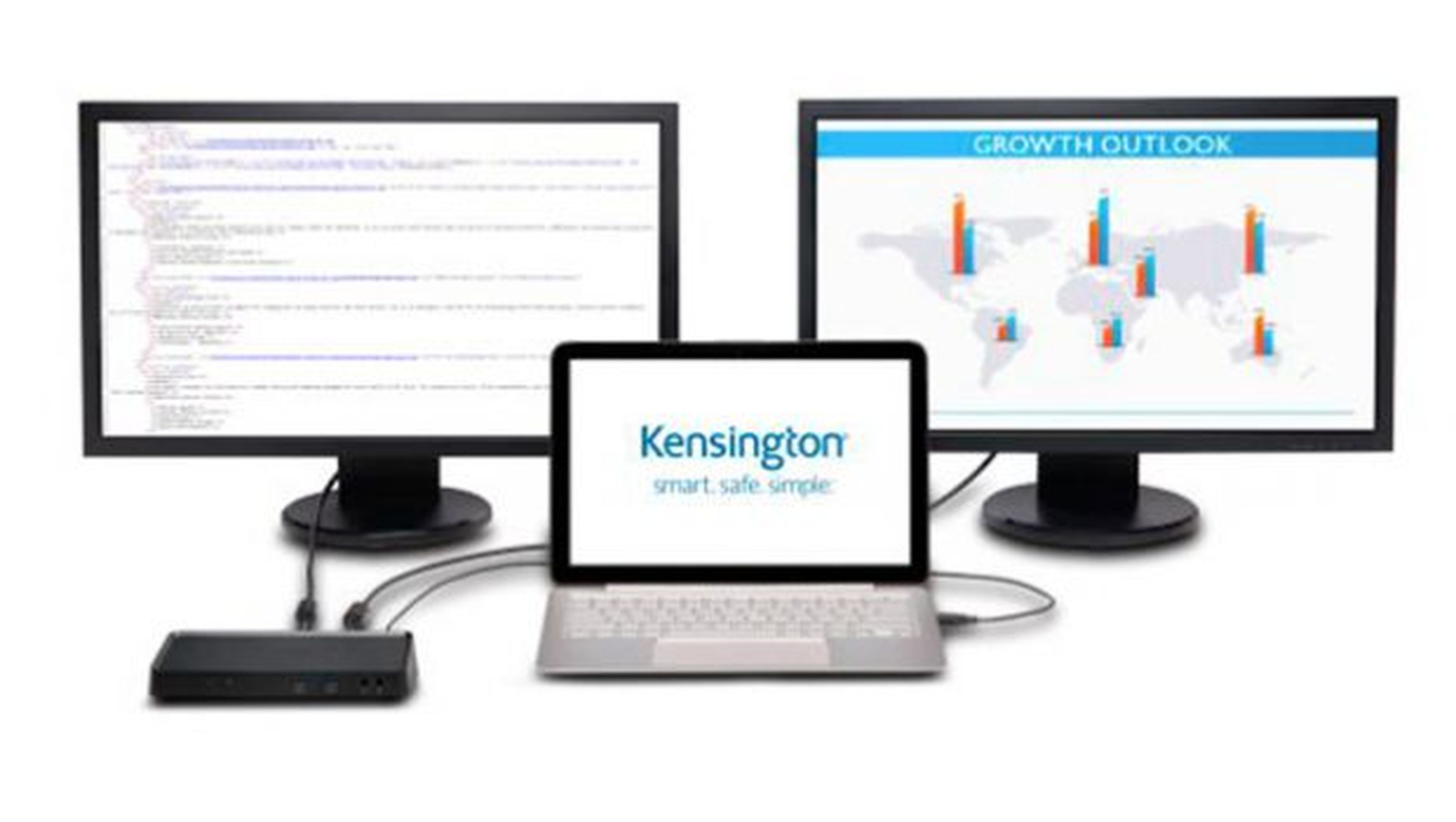 Kensington SD 3600 te permitirá ajustar fácilmente la configuración de varios monitores desde tu portátil, permitiéndote reflejar la pantalla de portátil en los monitores externos.