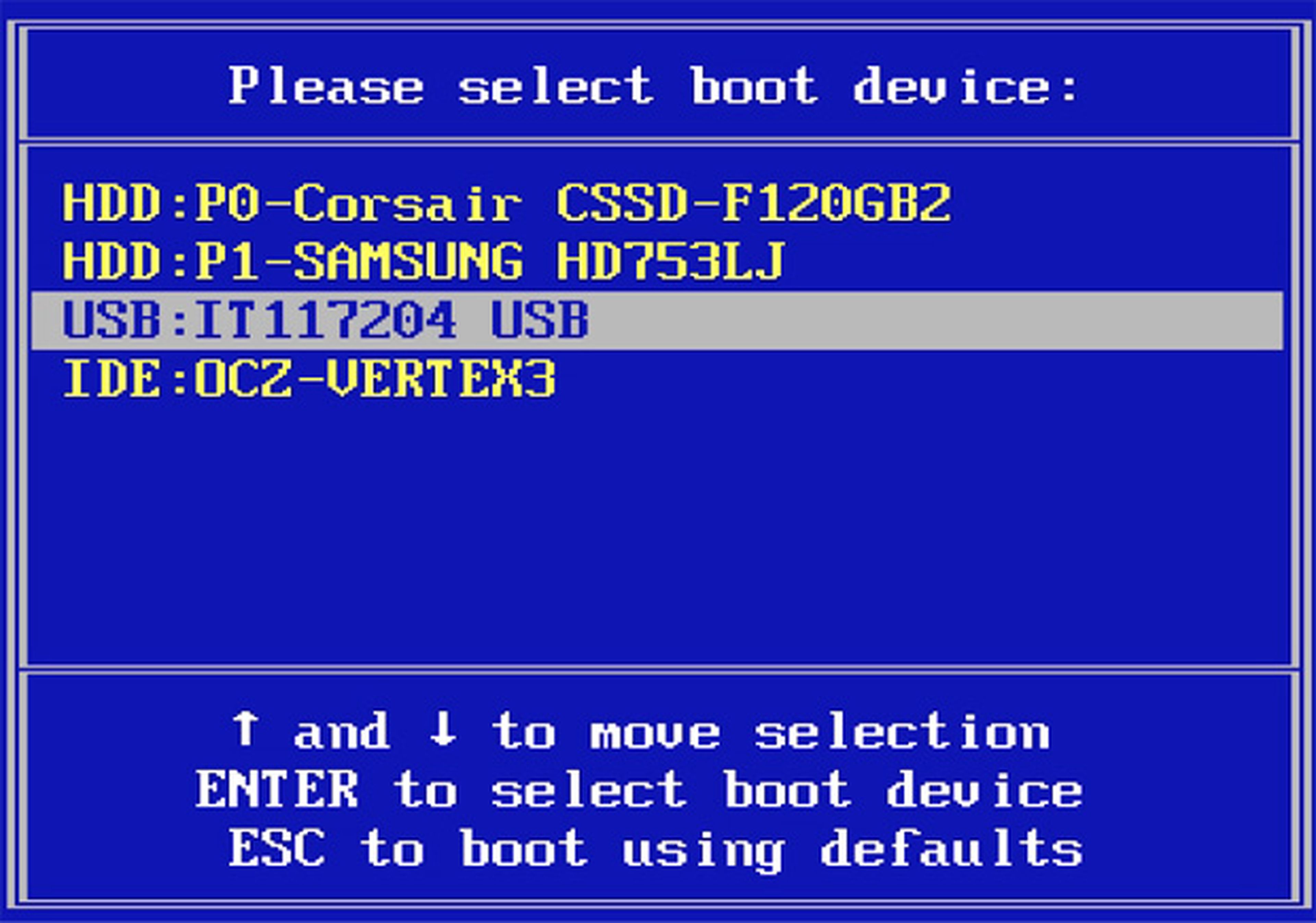 Boot Menu BIOS