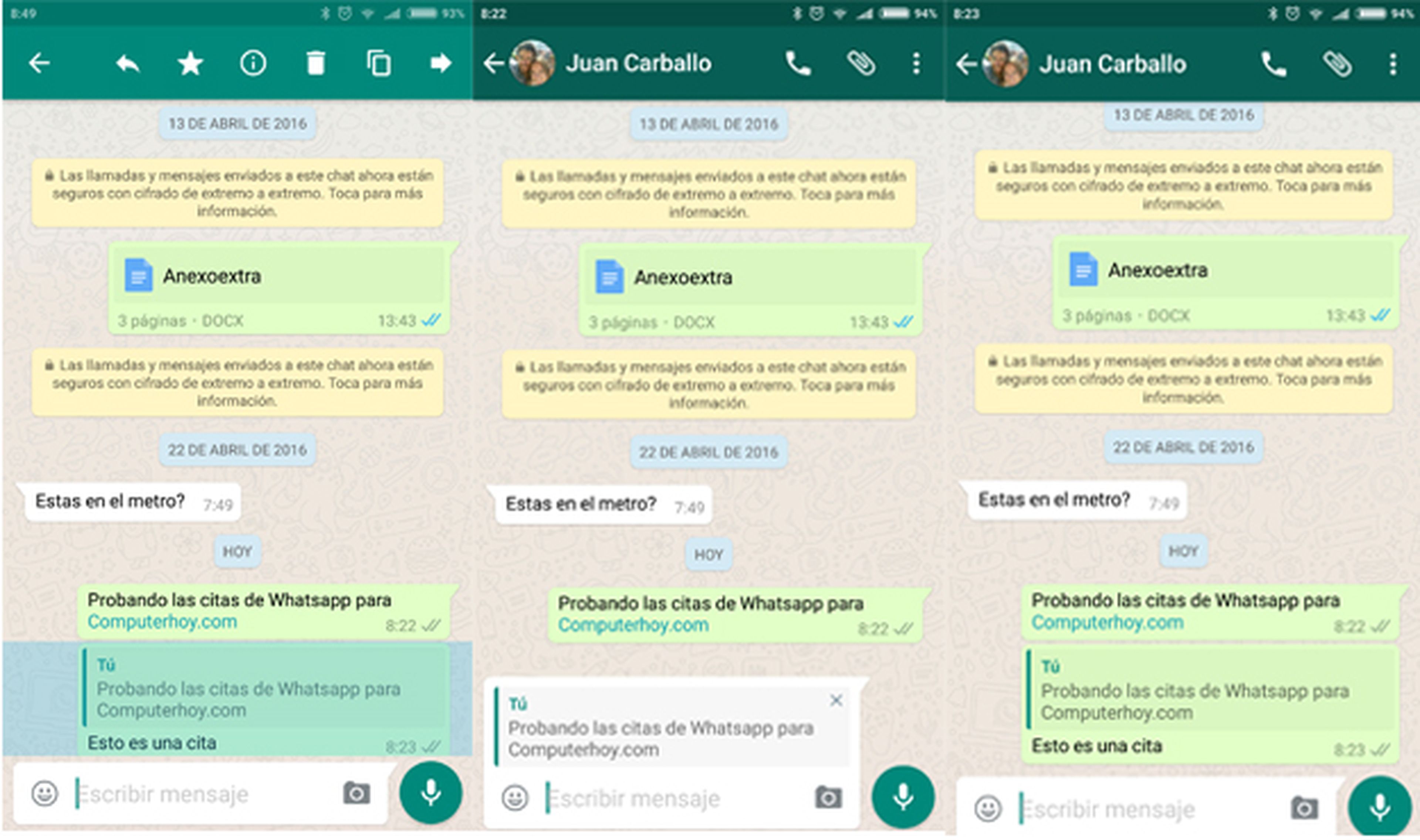 Whatsapp Beta ya permite citar mensajes