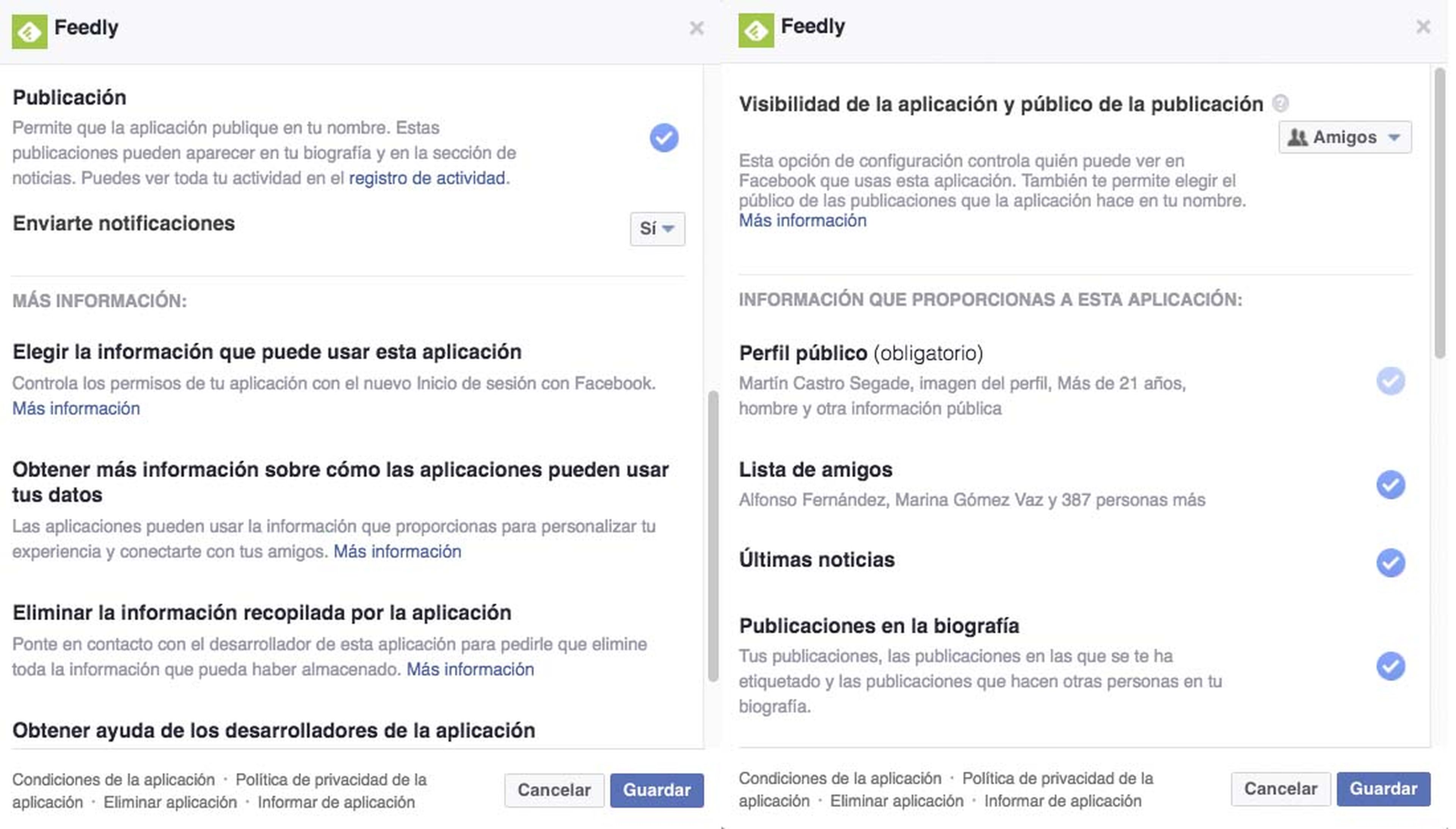 Permisos de apps de Facebook