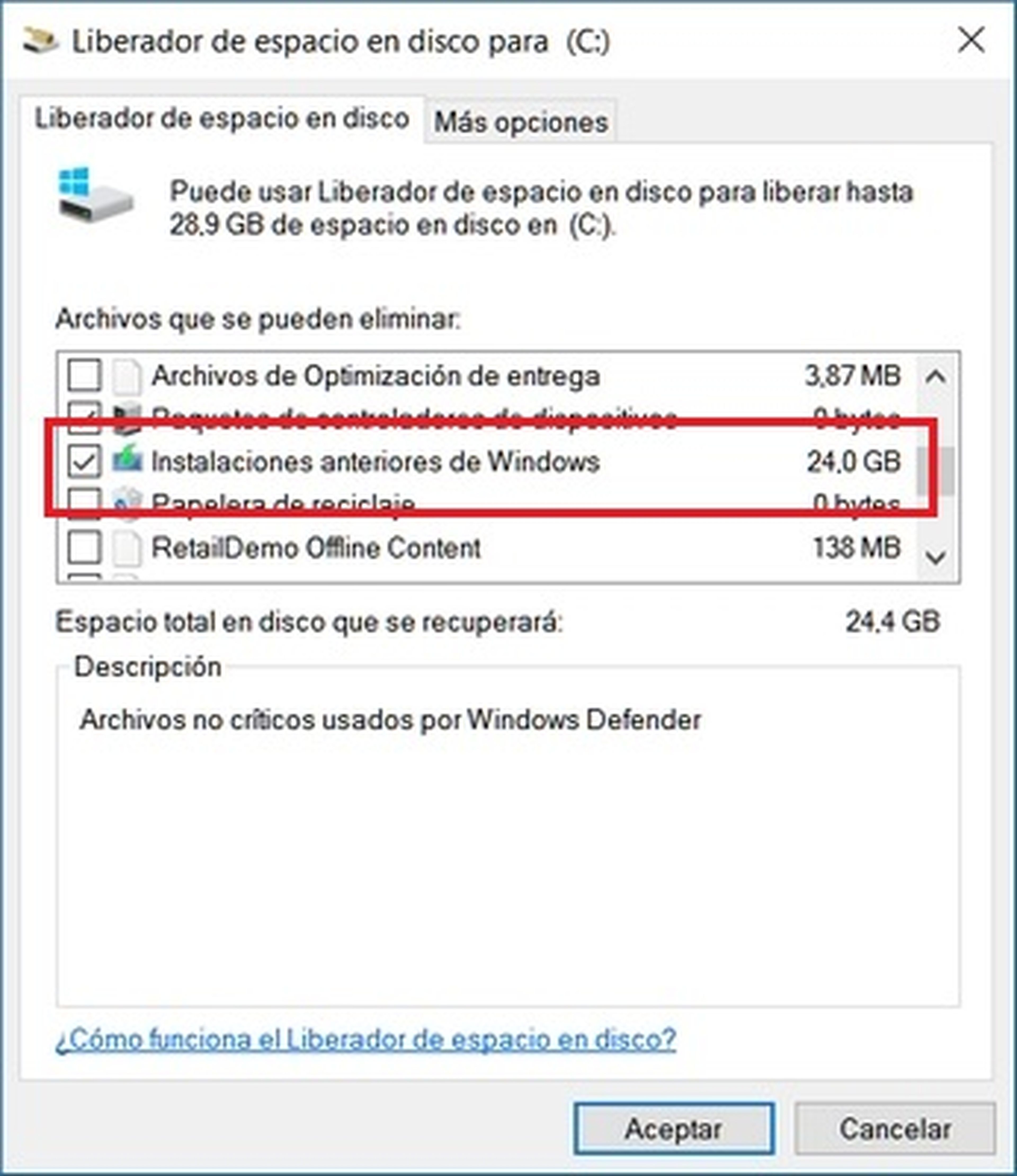 Cómo recuperar 25 GB tras actualizar a Windows 10 Anniversary Update