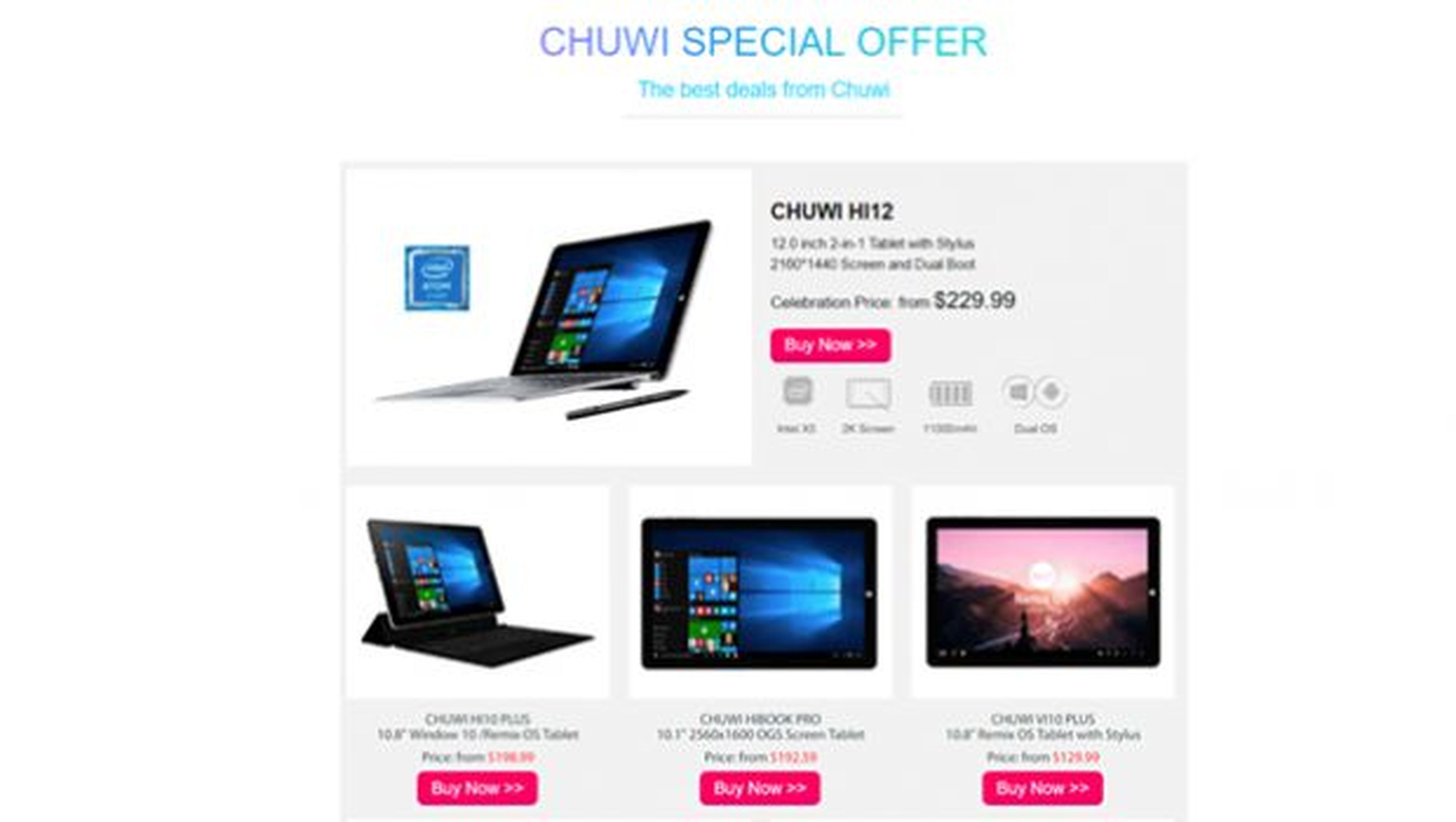 Chuwi es un fabricante de tabletas y convertibles 2 en 1