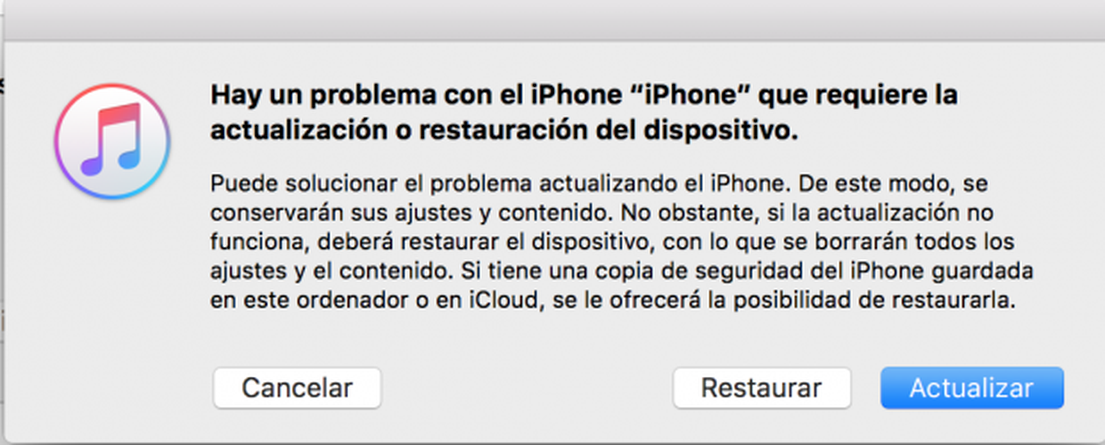 Problema actualización iOS 10