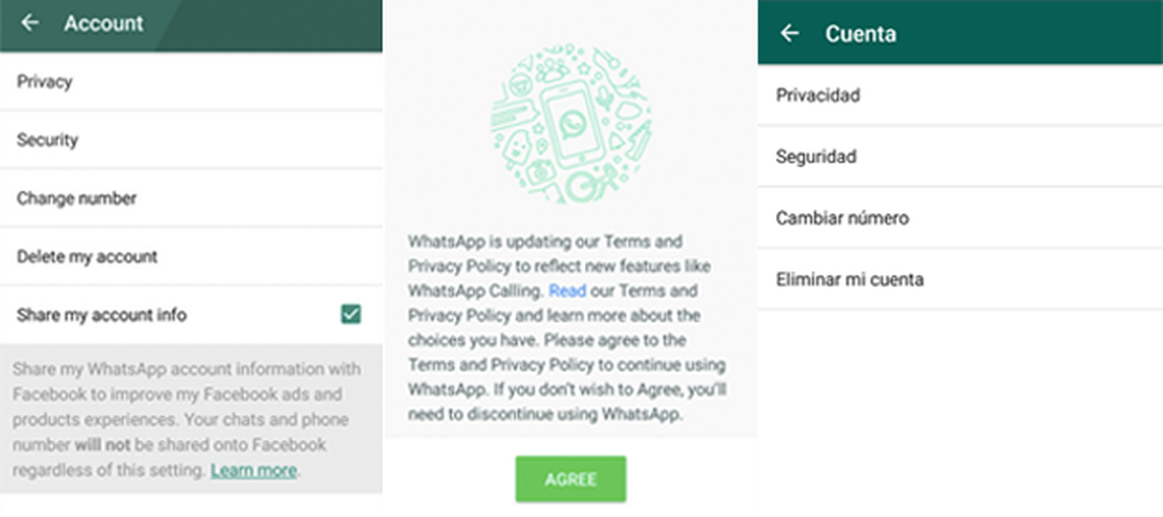 Cambios en el Menú de Cuenta de WhatsApp