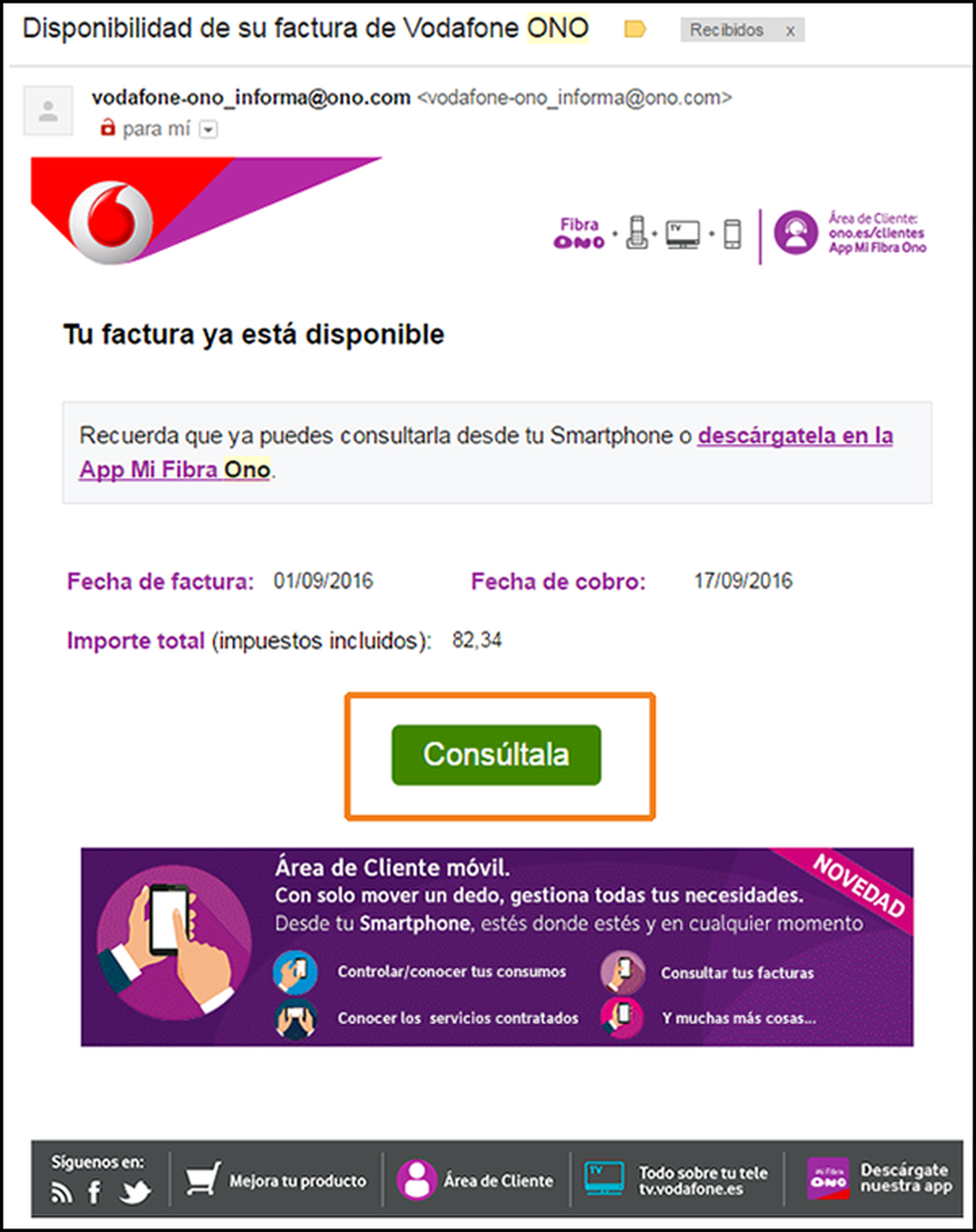Factura real Vodafone
