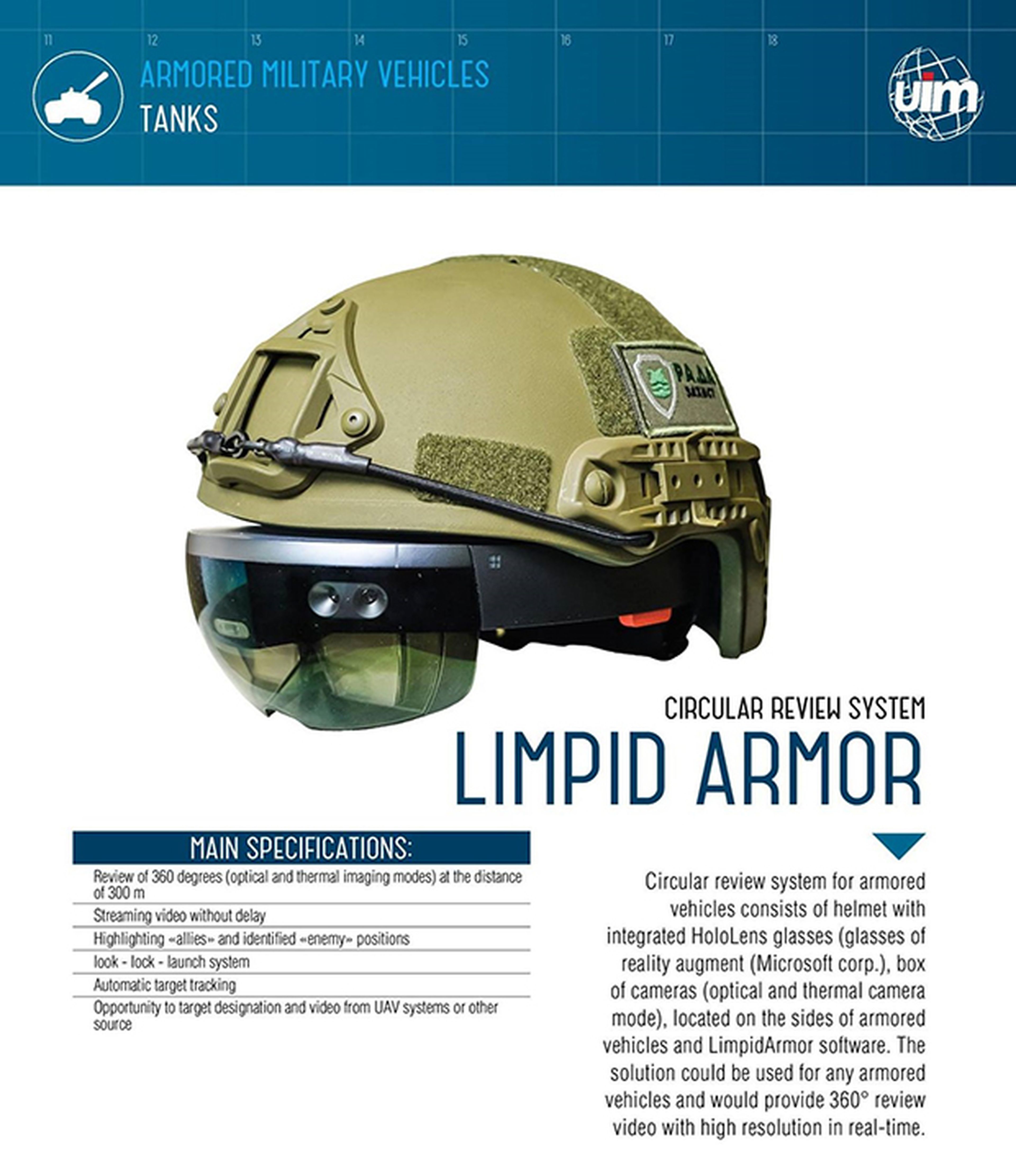 Prototipo de casco de realidad virtual con Microsoft Hololens del ejército ucraniano