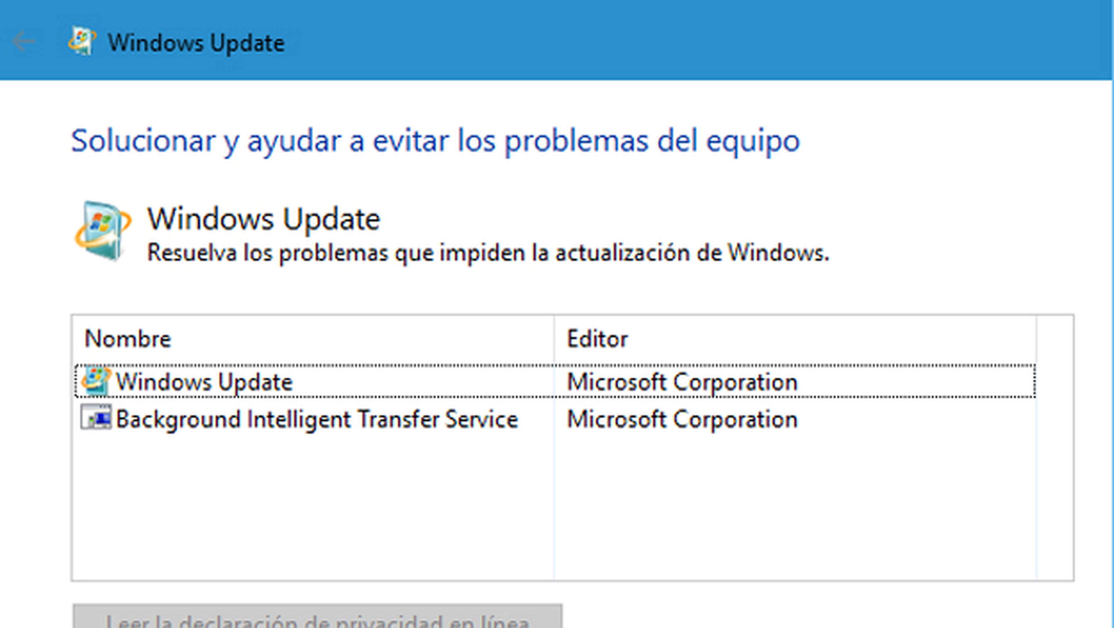 Solucionar problemas de Windows Update