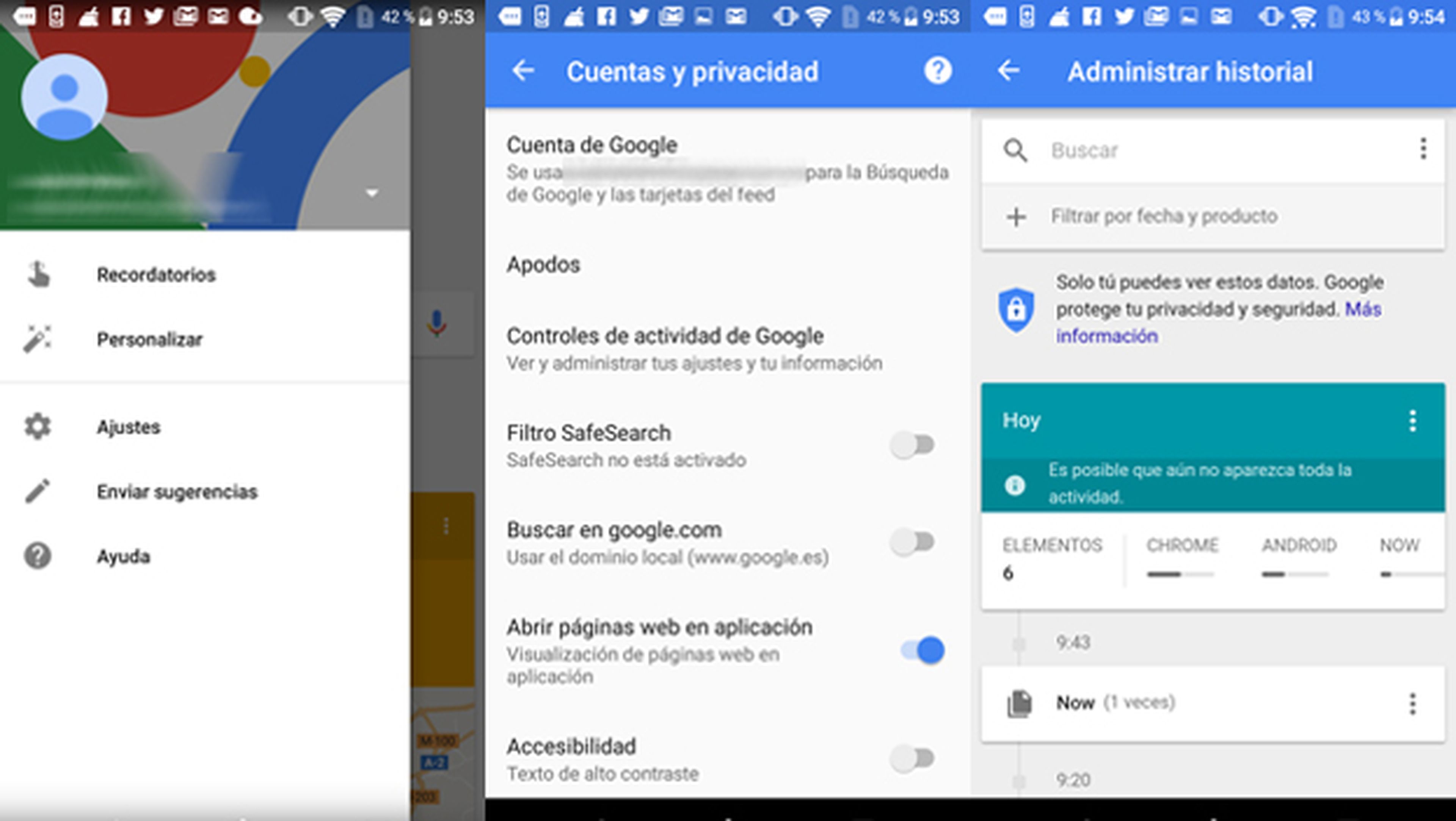 Borrar el historial de búsquedas de Google Now en Android