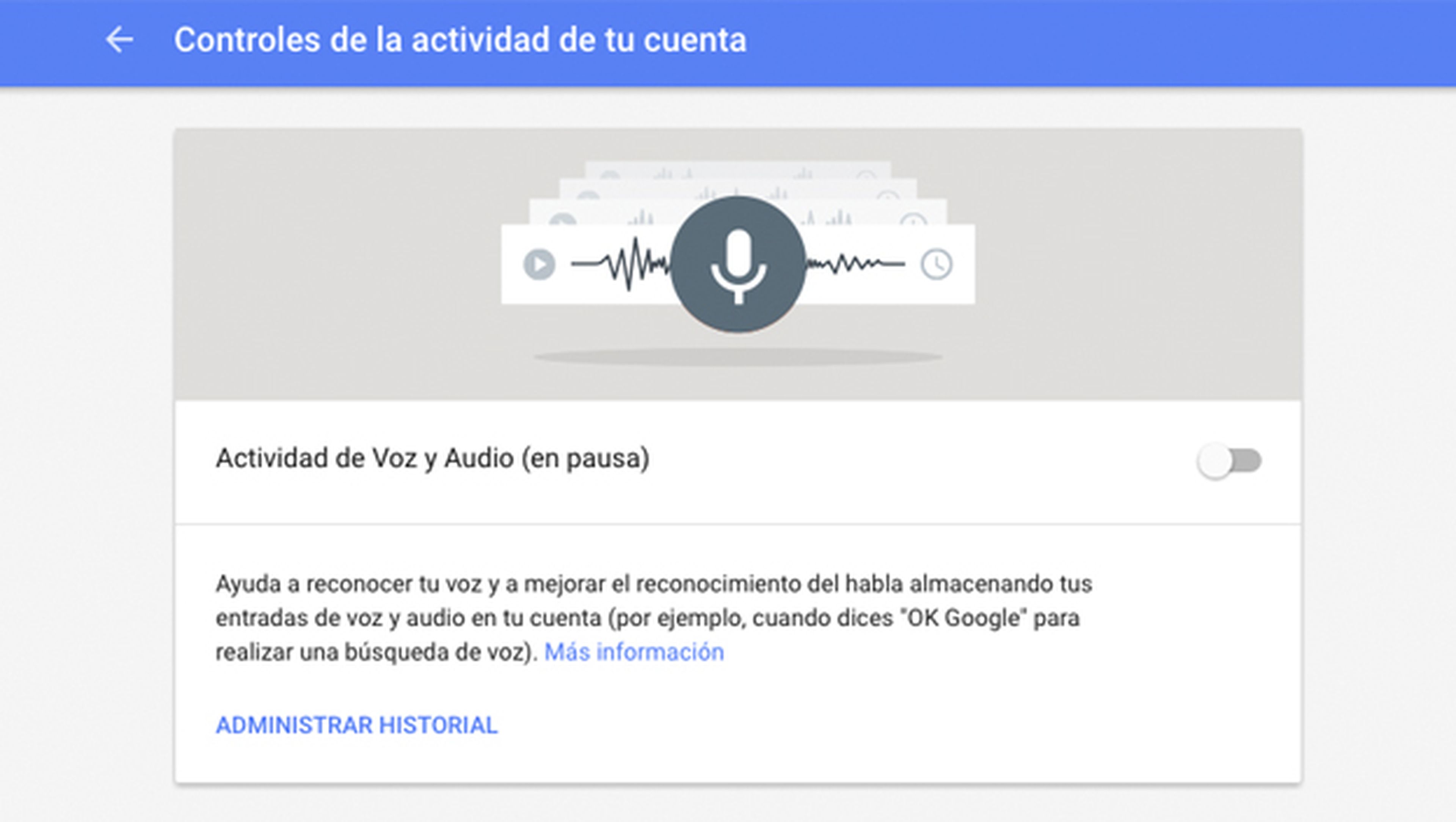 Borrar el historial de búsquedas de voz en Google