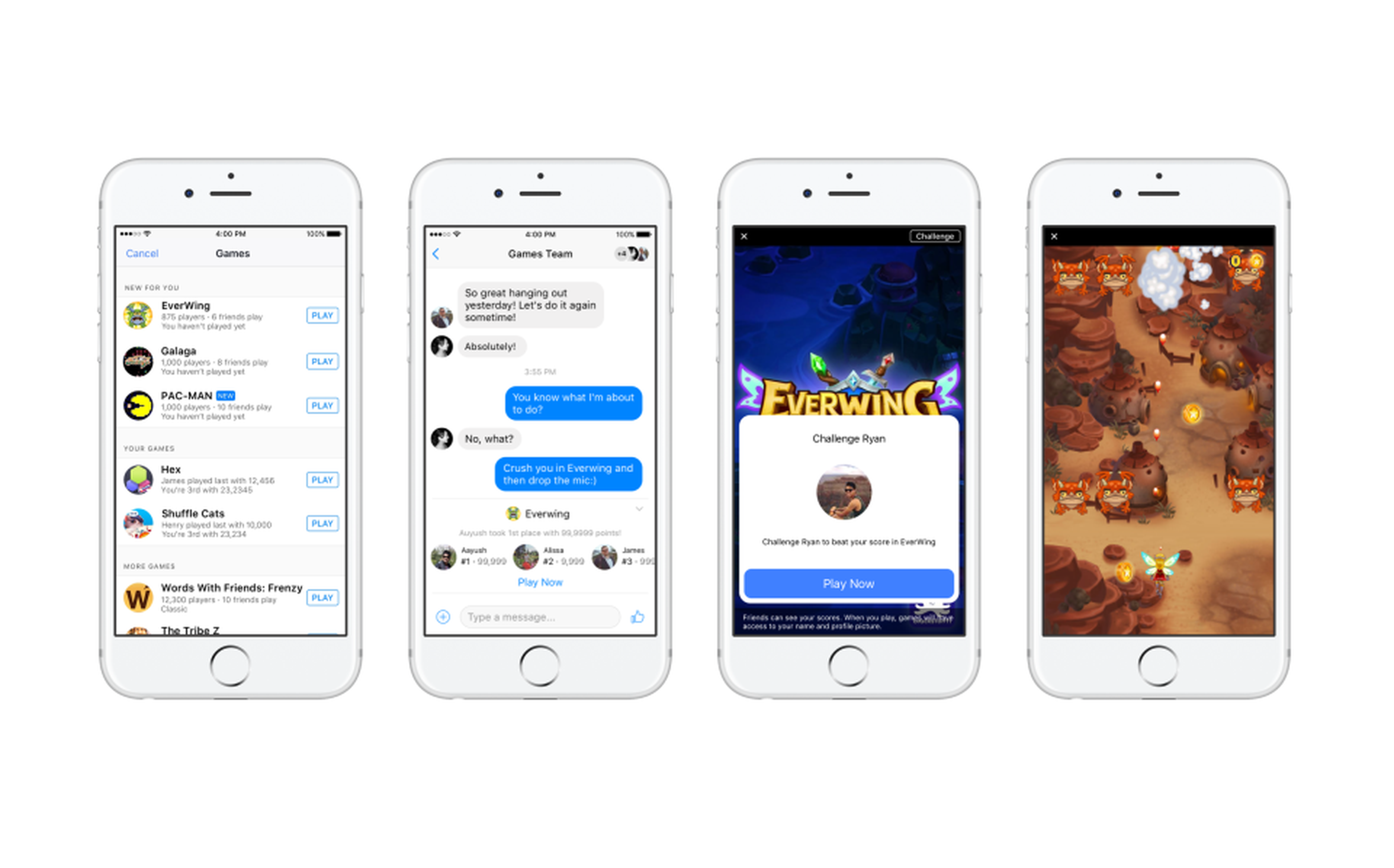 Instant Games: los juegos se integran en Facebook Messenger