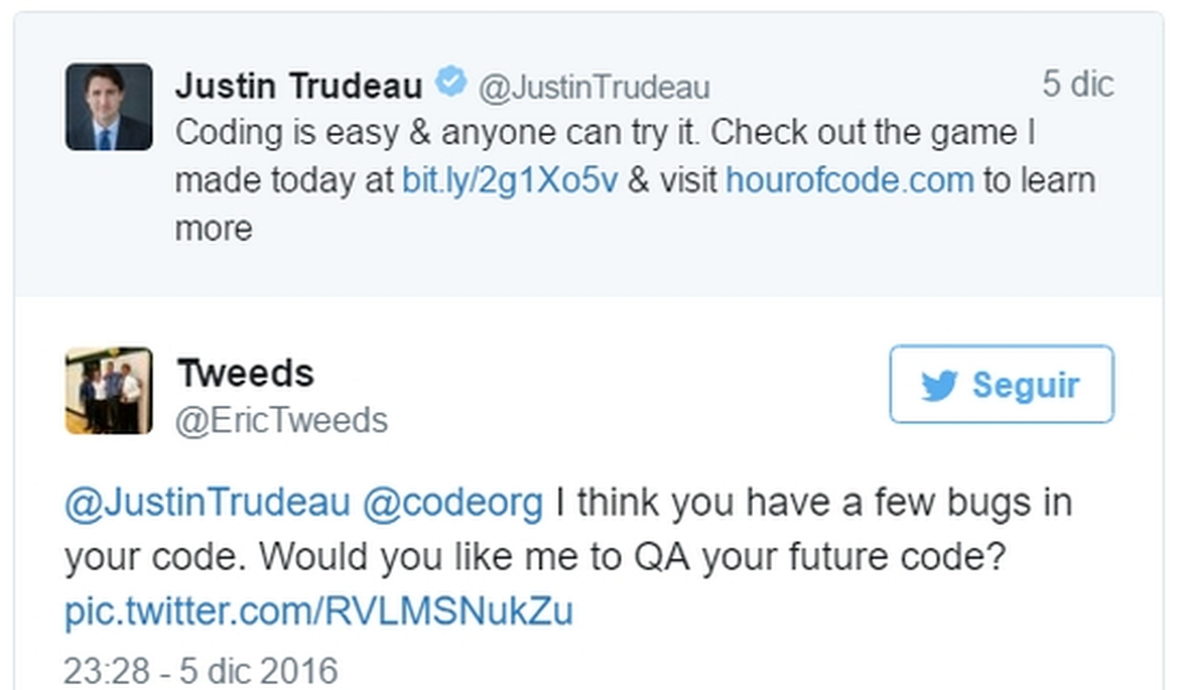 El Primer Ministro de Canadá publica su primer juego... lleno de bugs