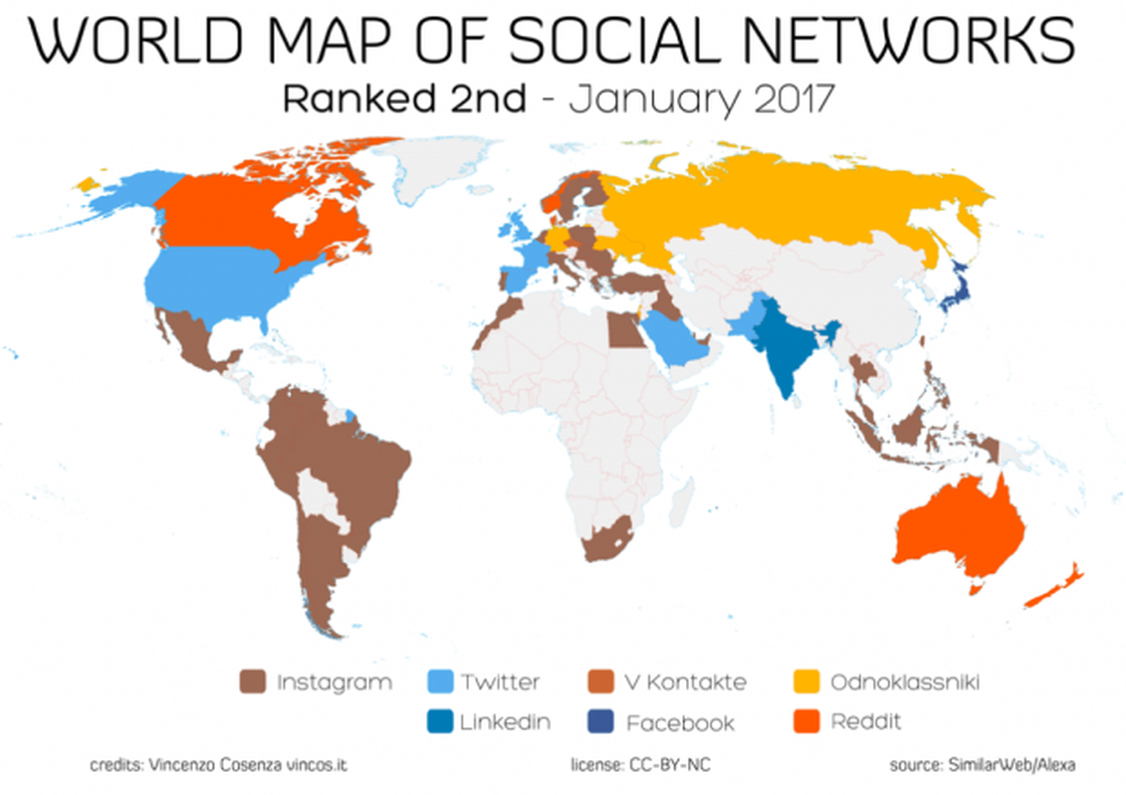 segundas redes sociales más usadas en el mundo