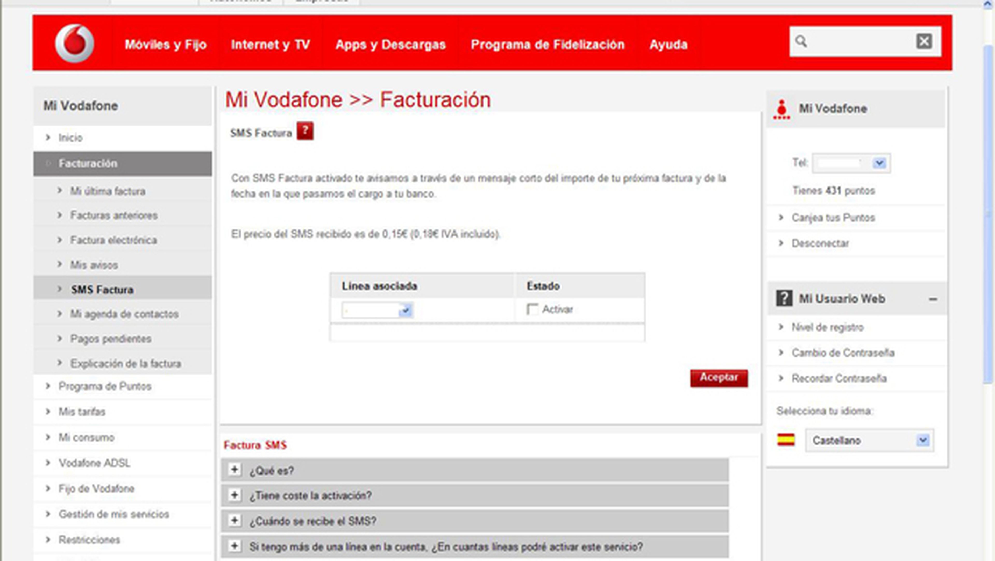 Factura de Vodafone online