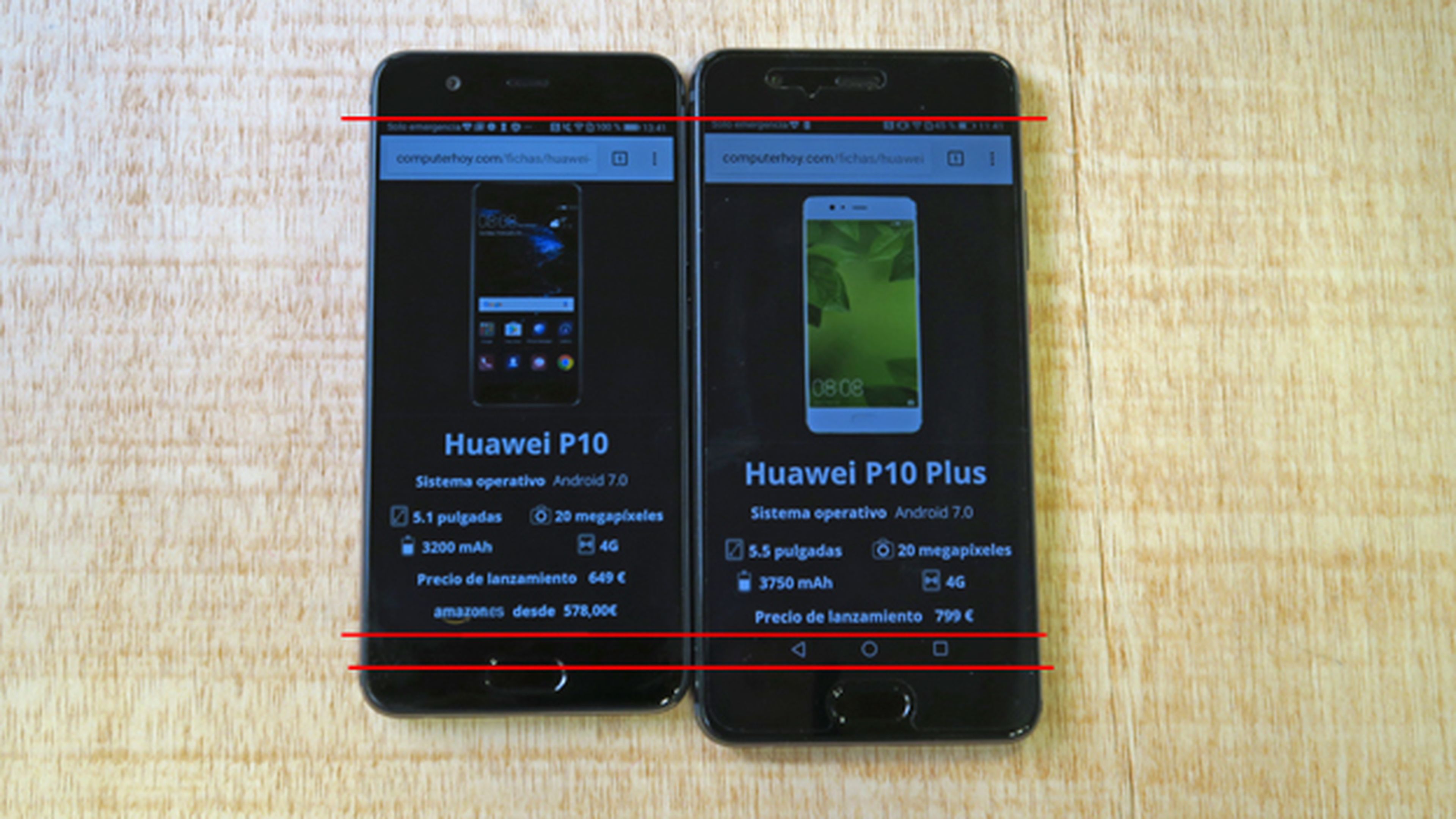 Diferencia de pantalla entre el P10 y el P10 Plus