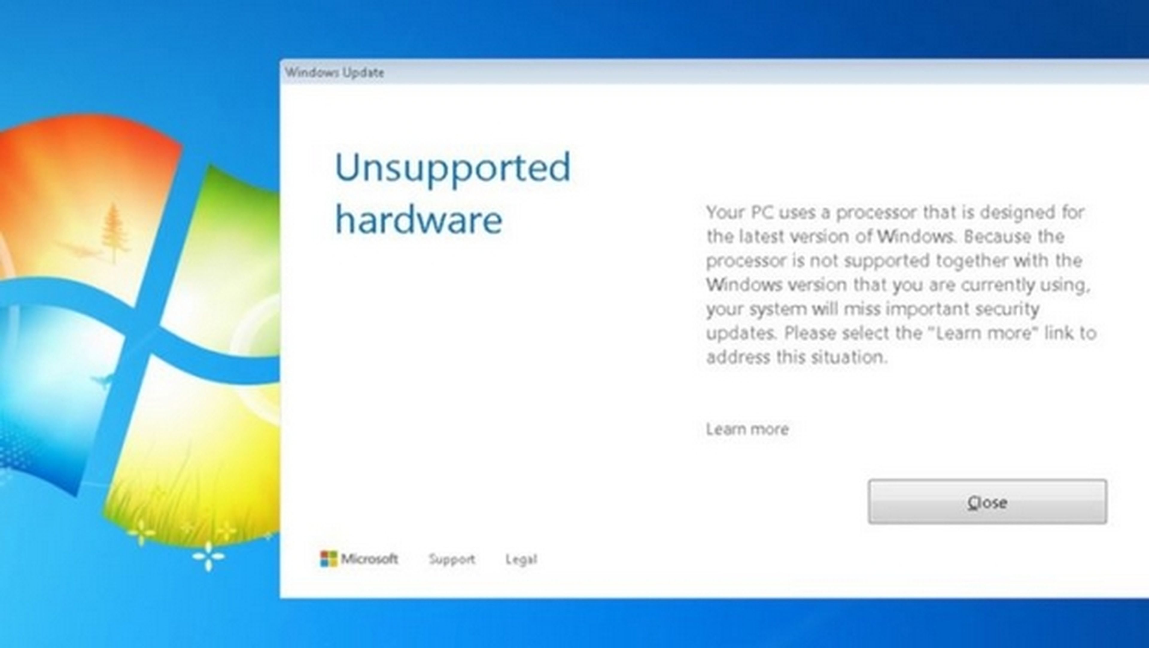 Windows 7 y 8 ya no se actualizan con una CPU Kaby Lake o AMD Ryzen