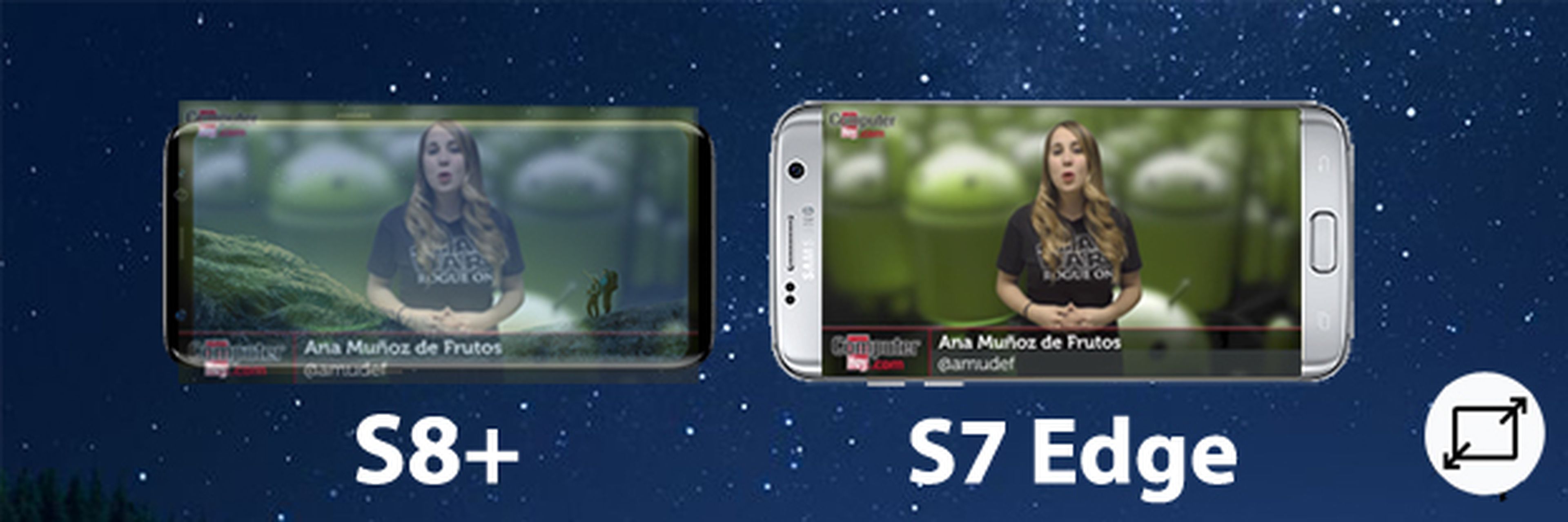 La diferencia entre los tamaños de pantalla del S8+ y del S7 Edge