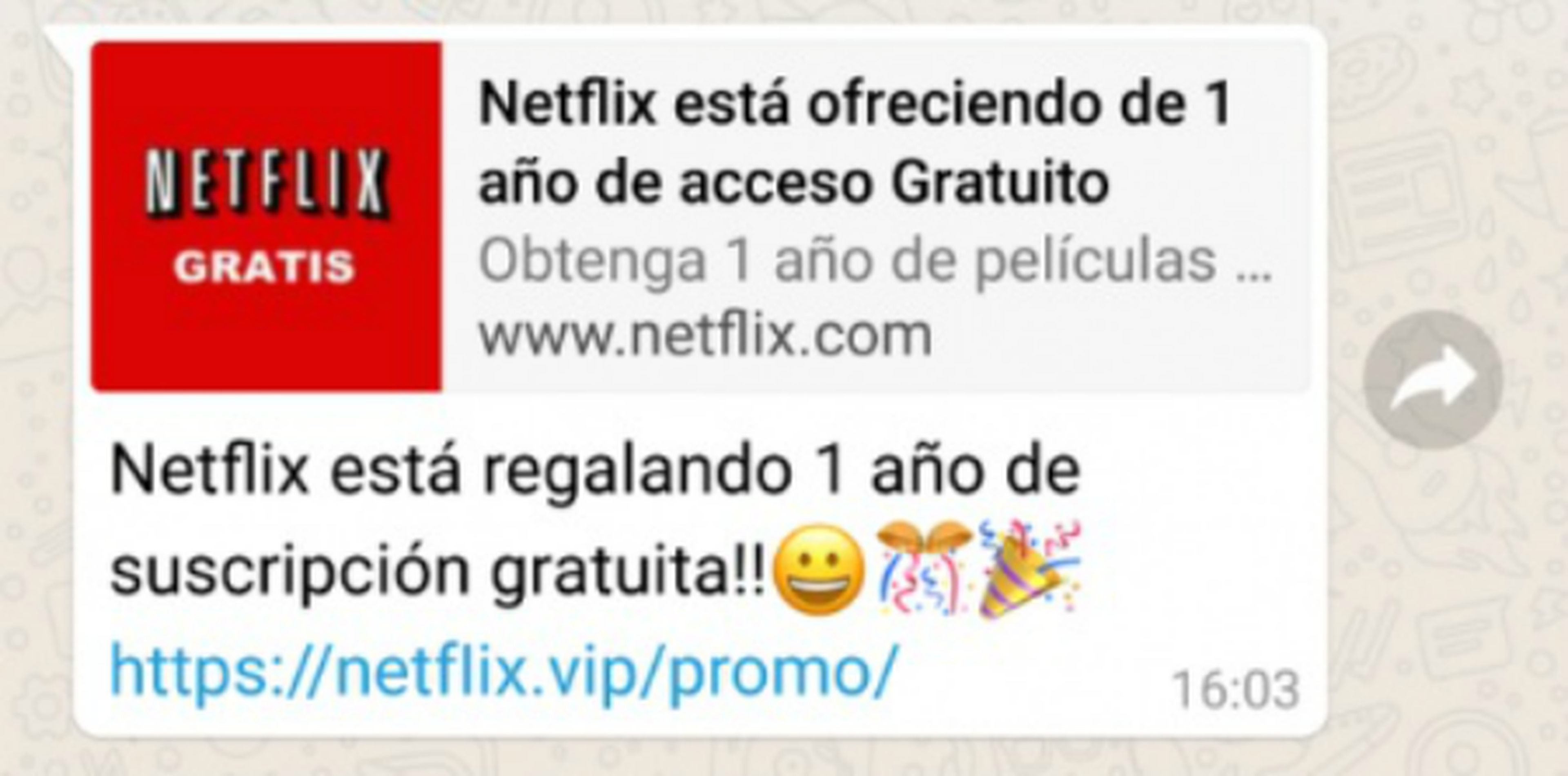 Netflix gratis un año, la estafa que circula por Whatsapp