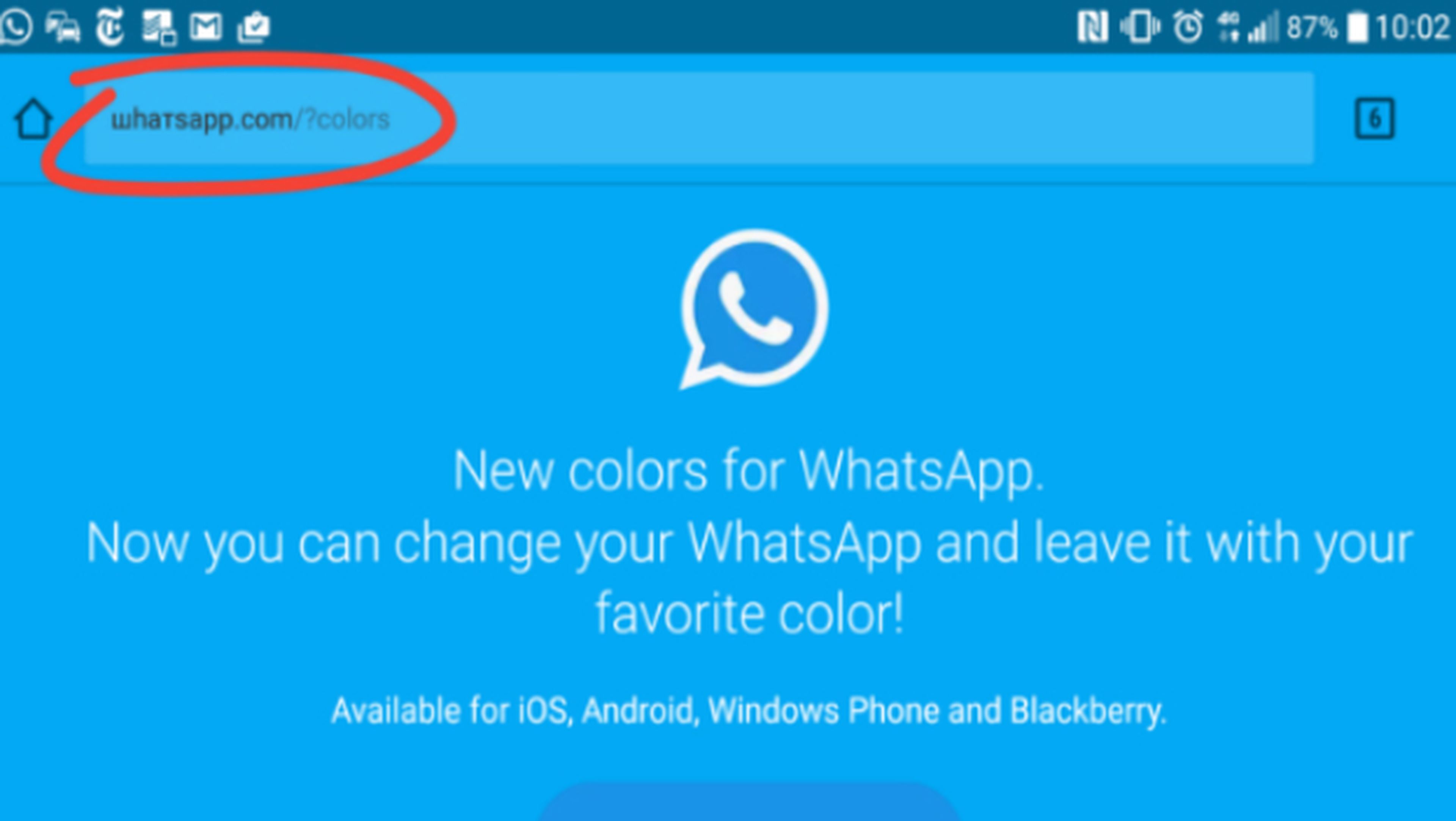 Cambiar WhatsApp al color azul.