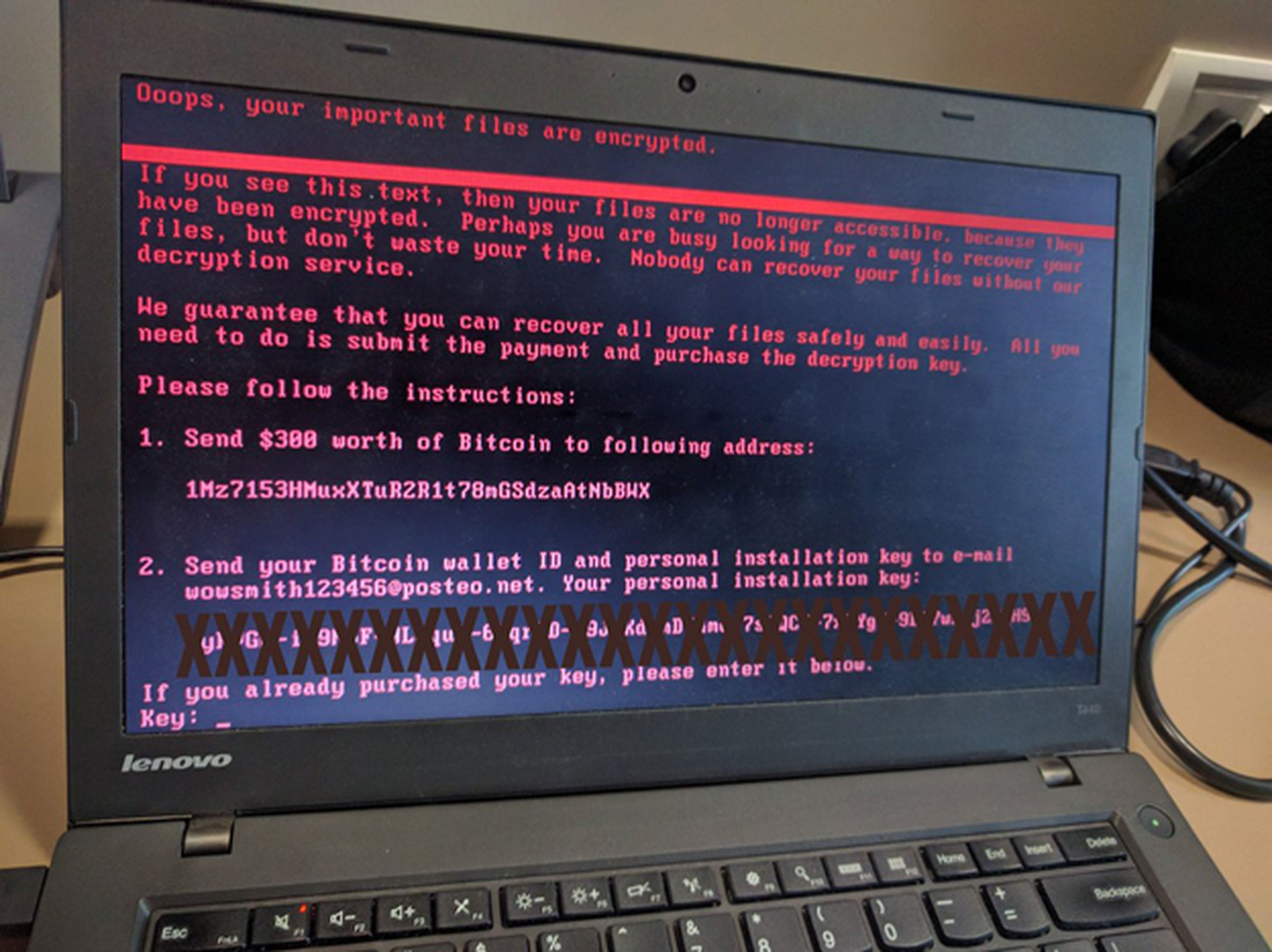 Un ejemplo de este ataque de ransomware