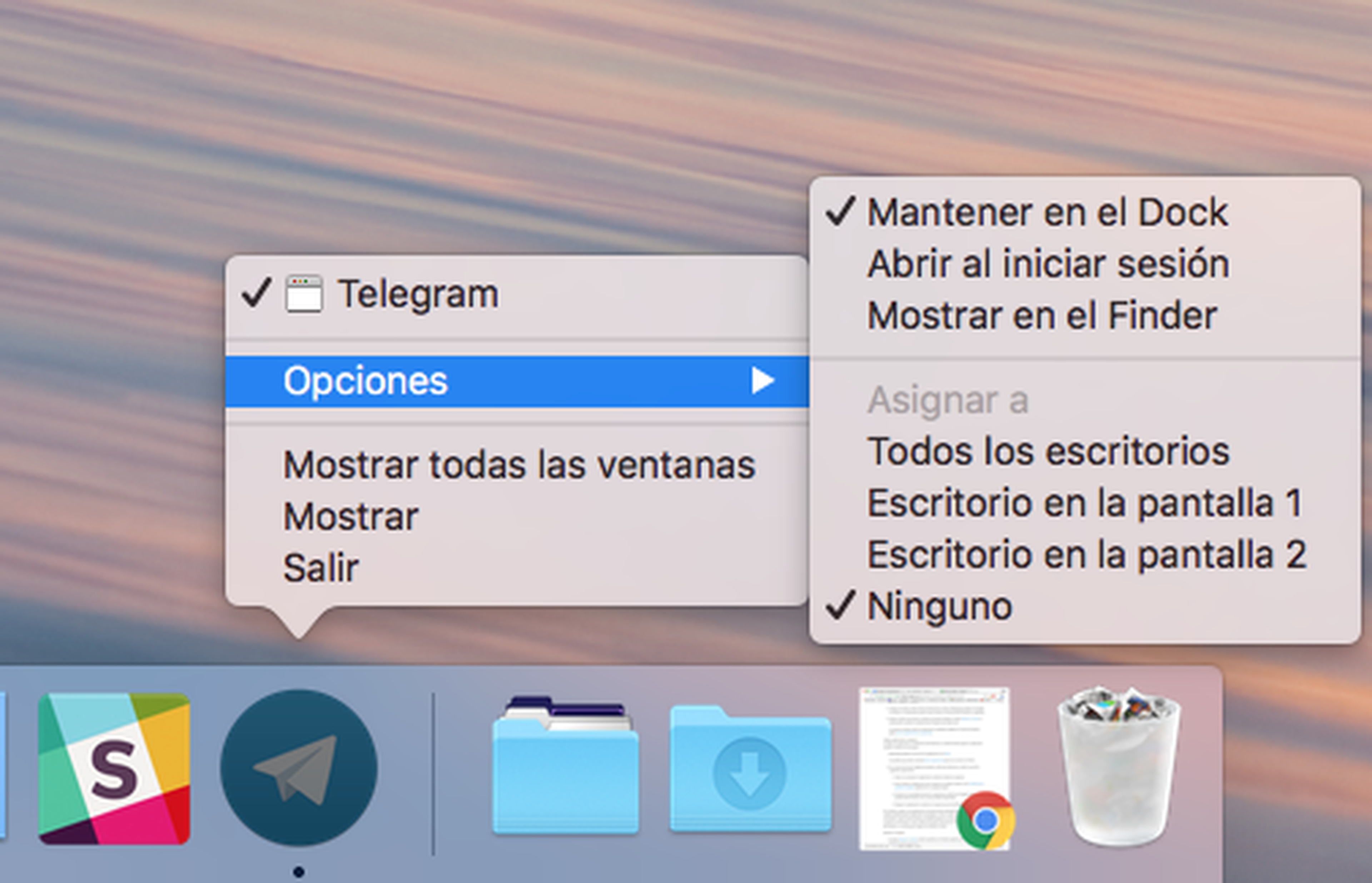 Asignar aplicaciones a escritorios de Mac