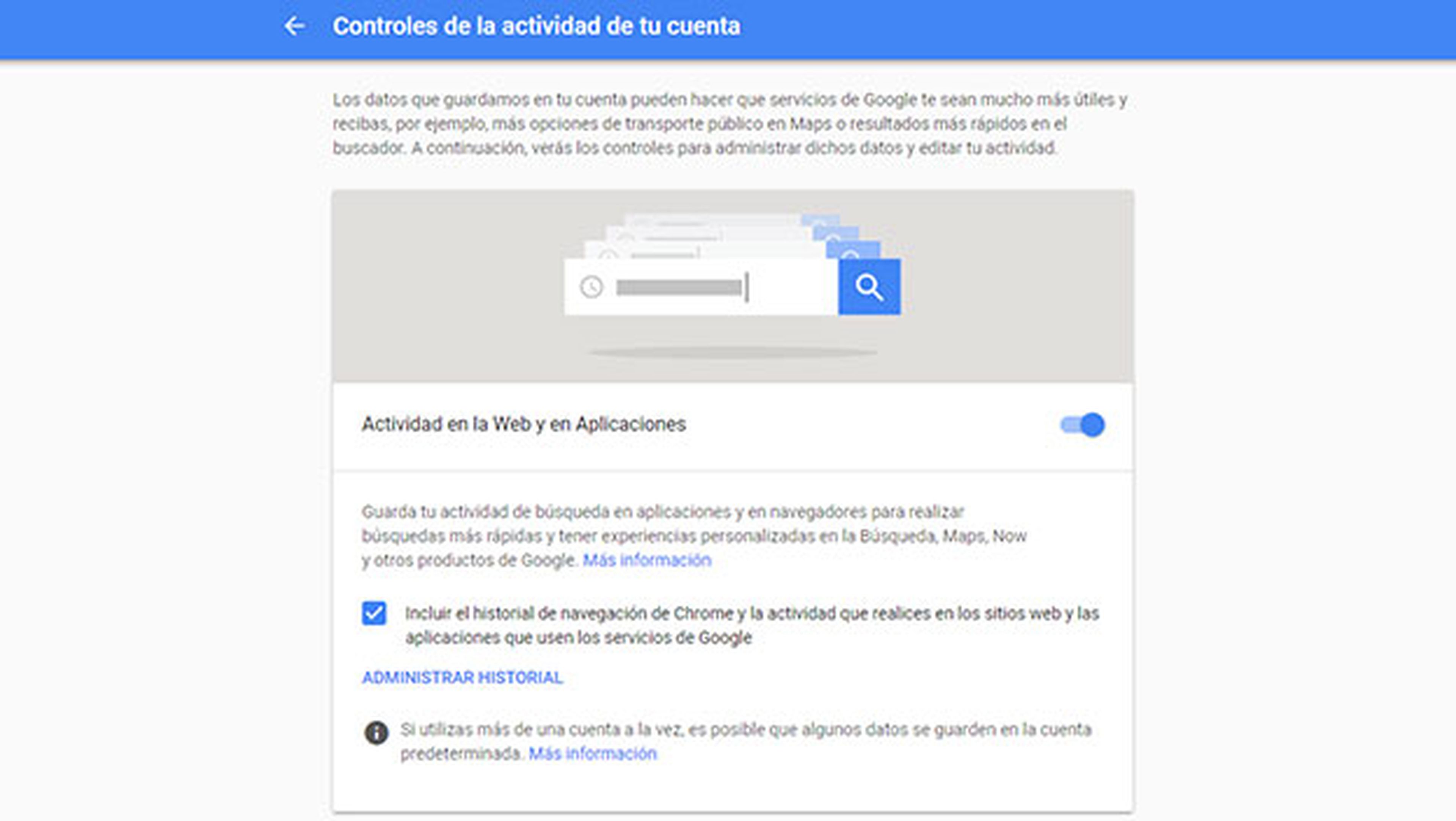 Desactiva el Control de actividad de Google