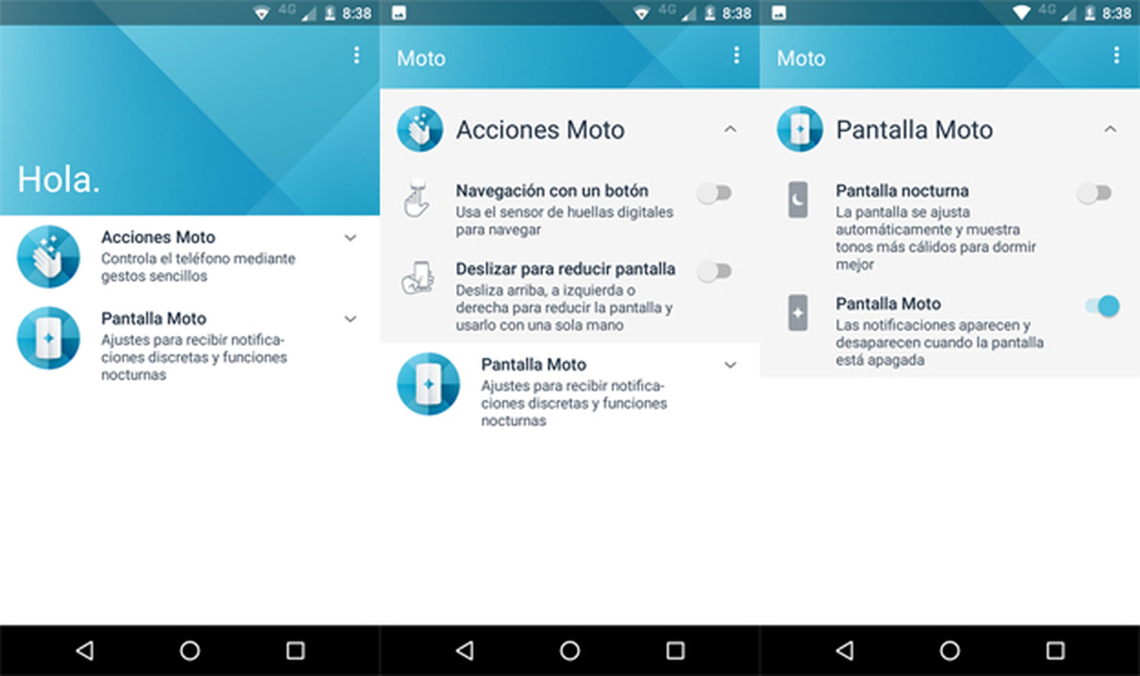 La aplicación de Motorola en el Moto E4