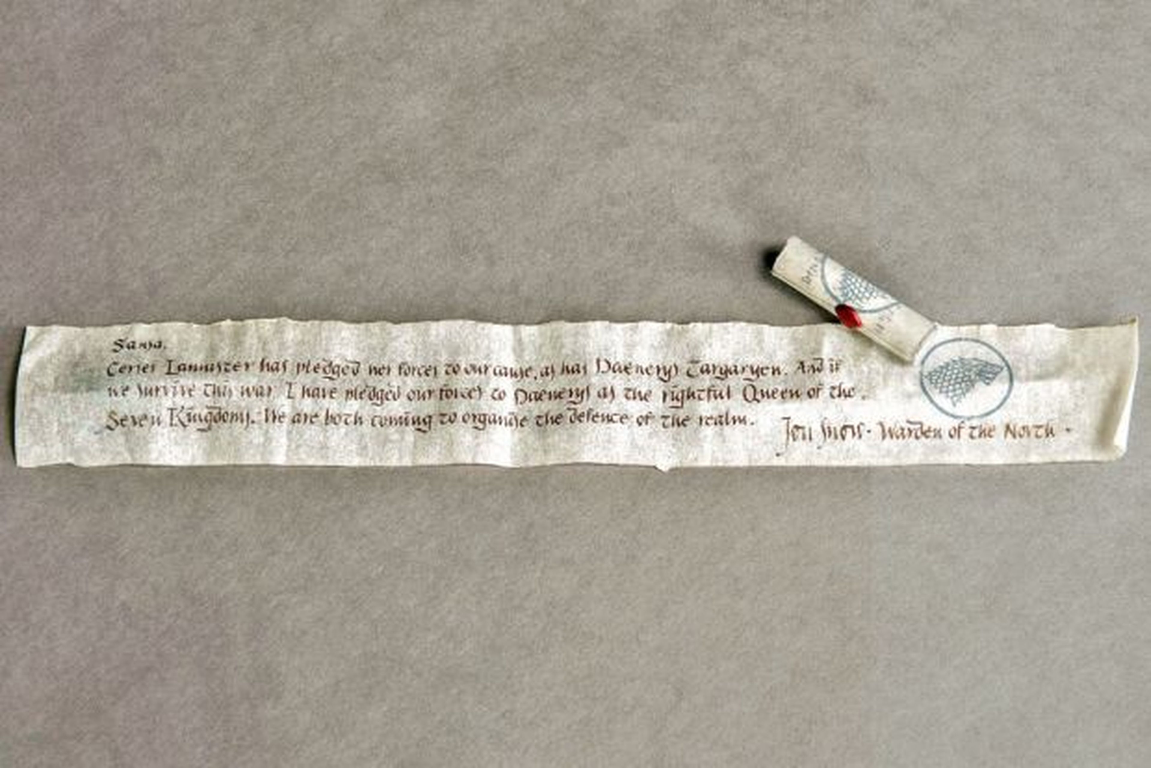 Carta de Jon Snow a Sansa en Juego de Tronos