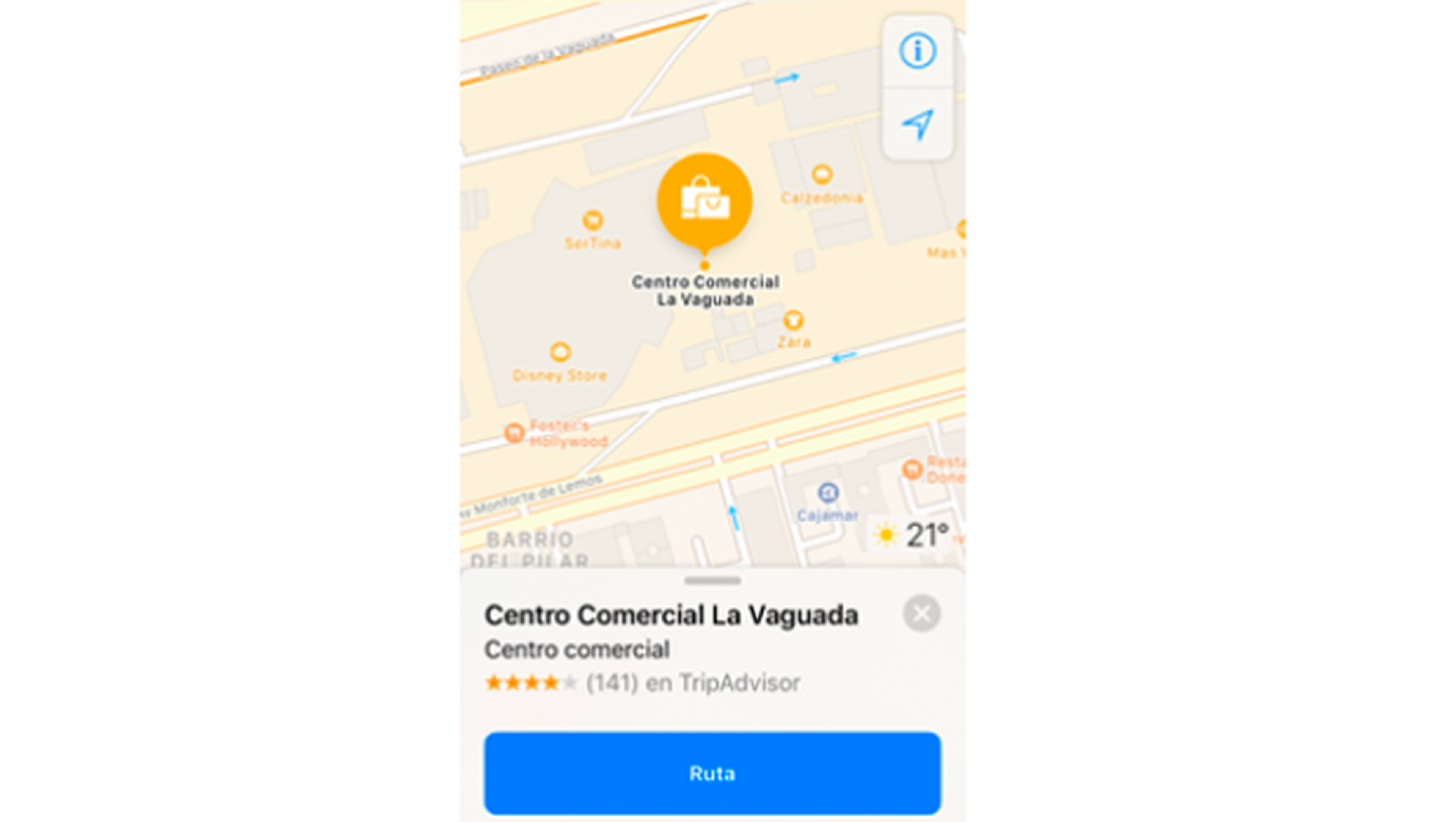 Google Maps centros comerciales restaurantes iOS 11