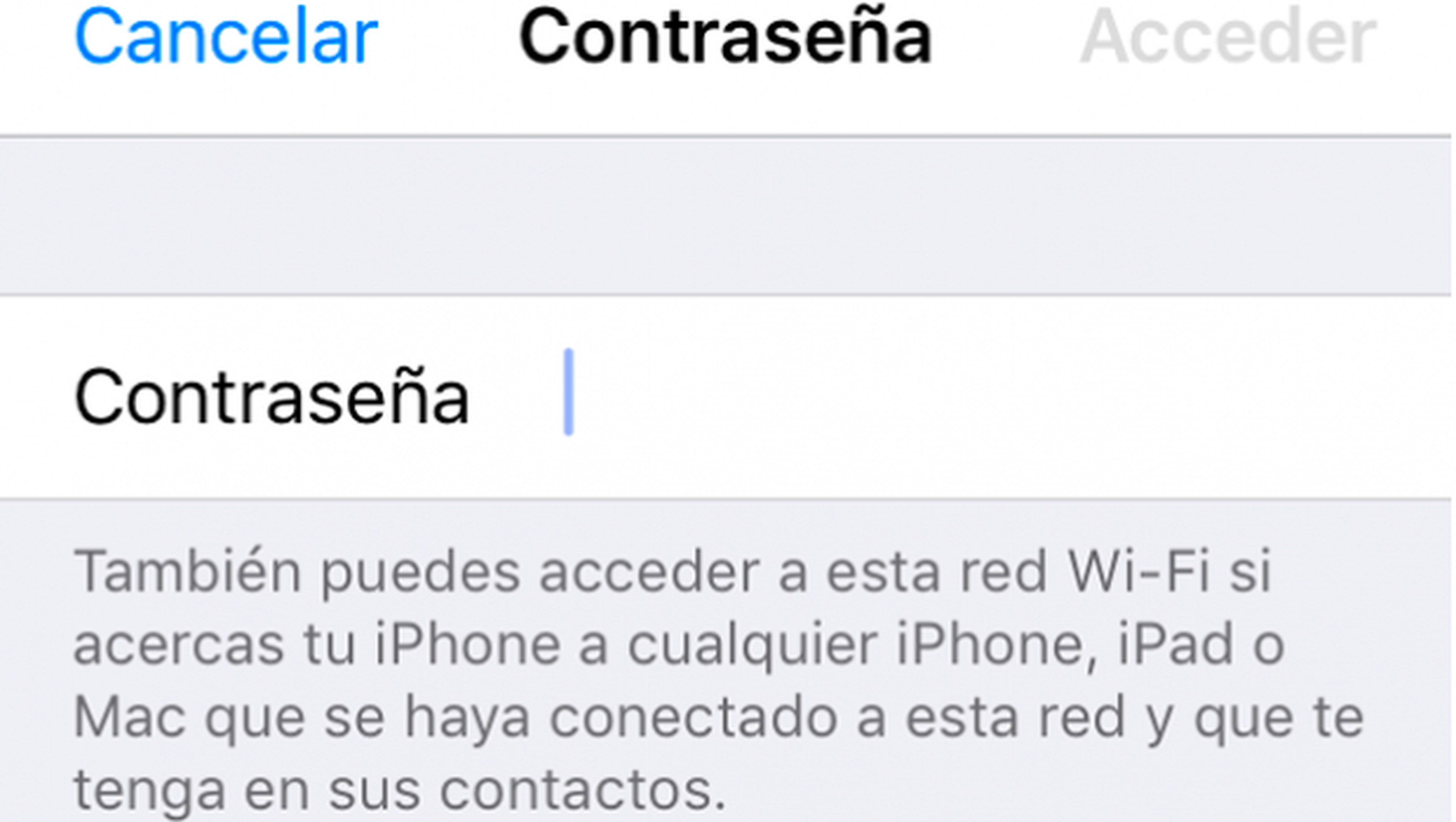 Compartir contraseña WiFi iOS 11