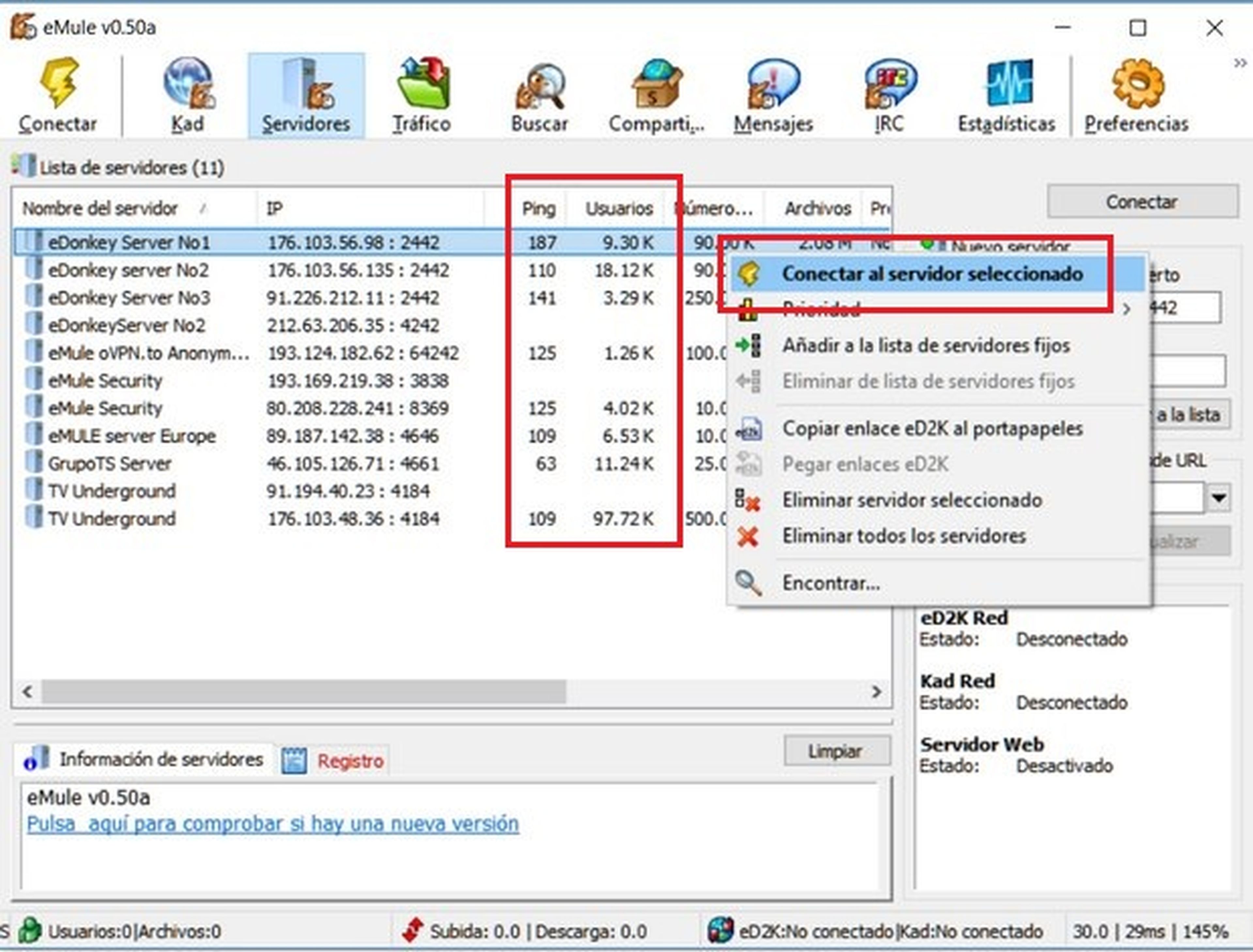 Servidores eMule 2017: cómo mantener tu lista de servidores actualizada