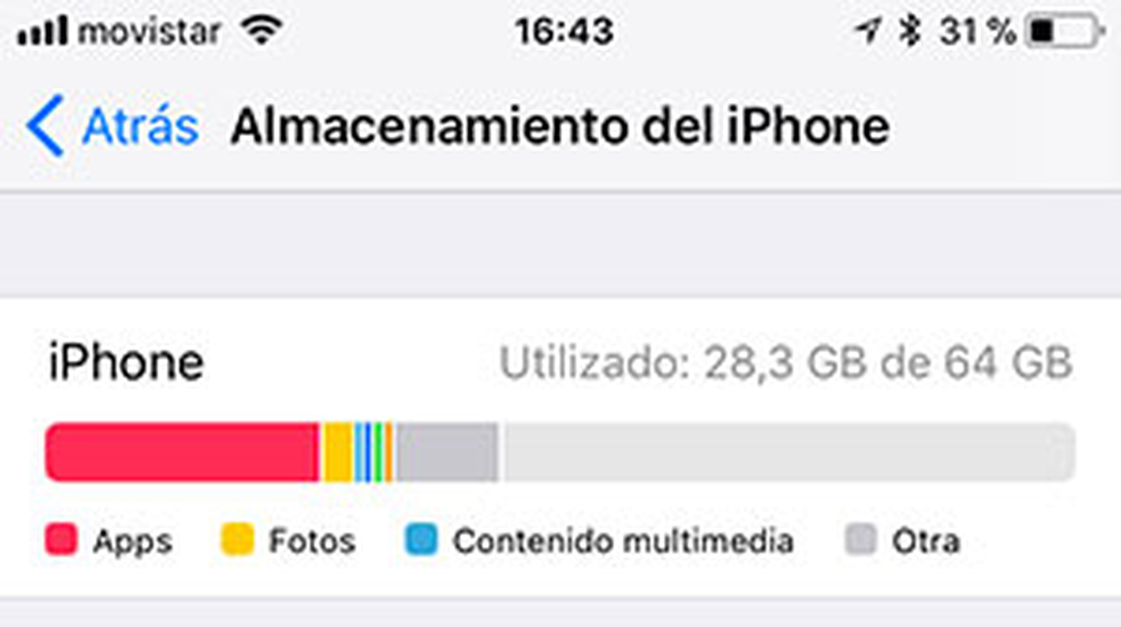 Revisa almacenamiento iPhone