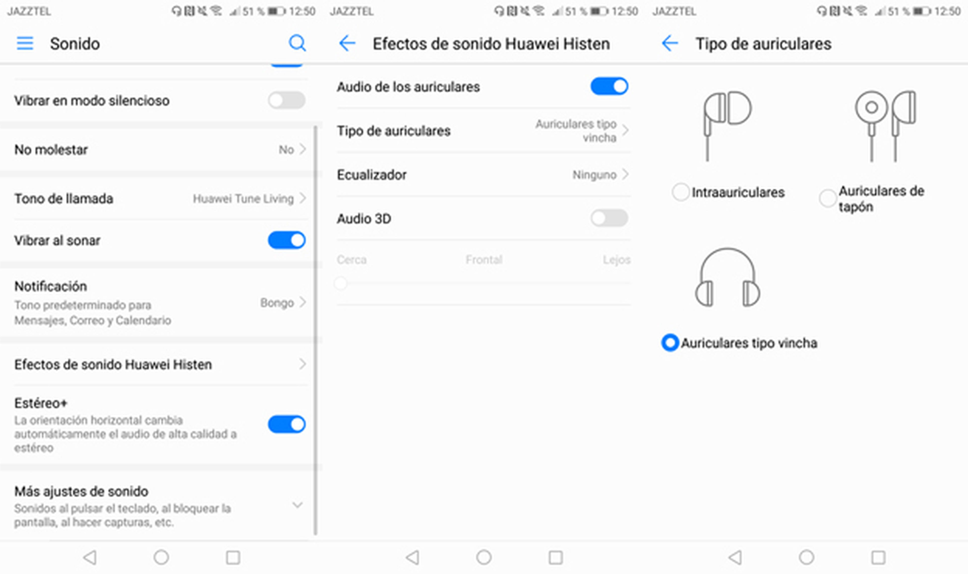 Los ajustes de audio de Huawei