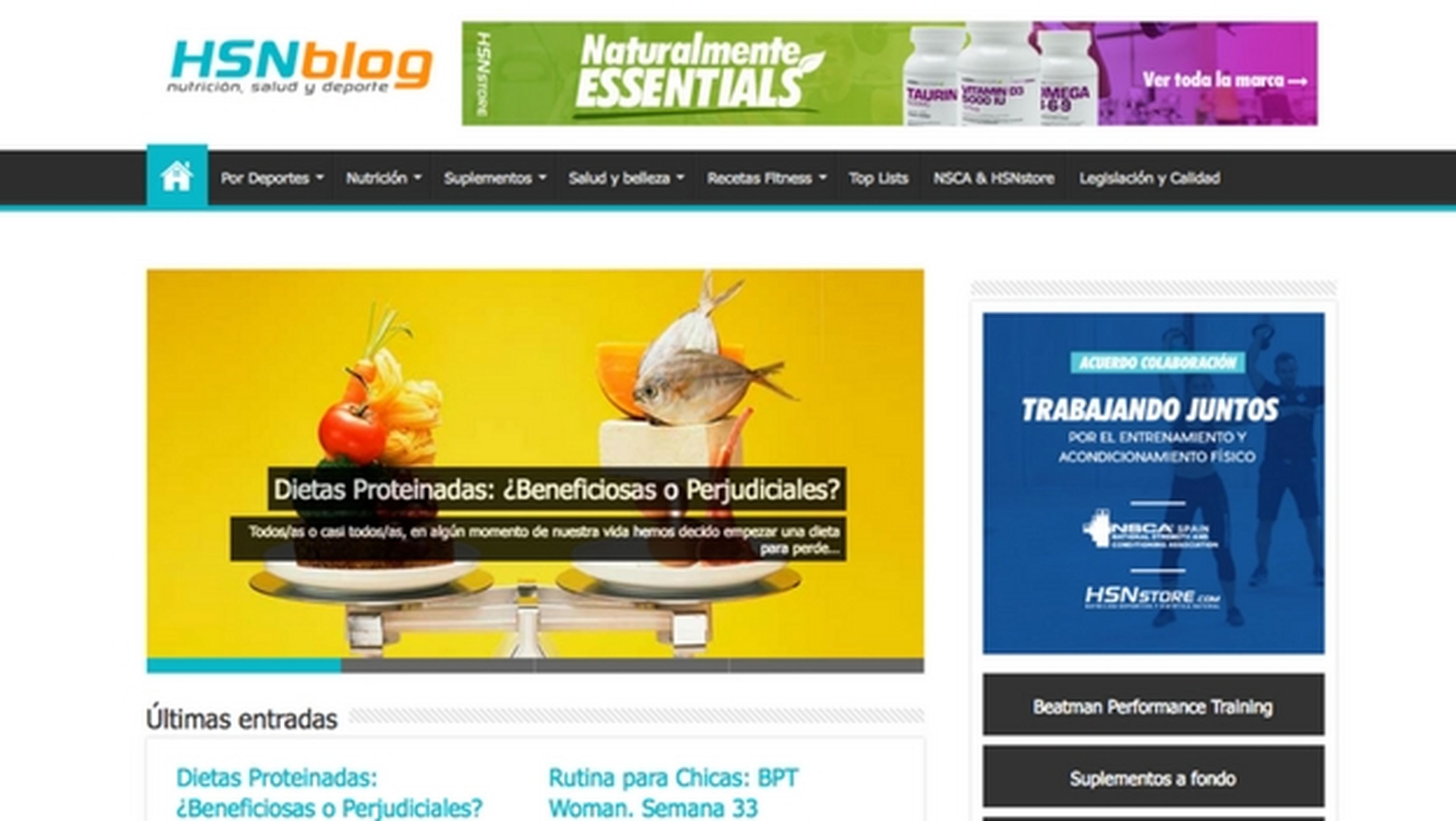 HSNBLog es un blog de una tienda de nutrución deportiva y dietética