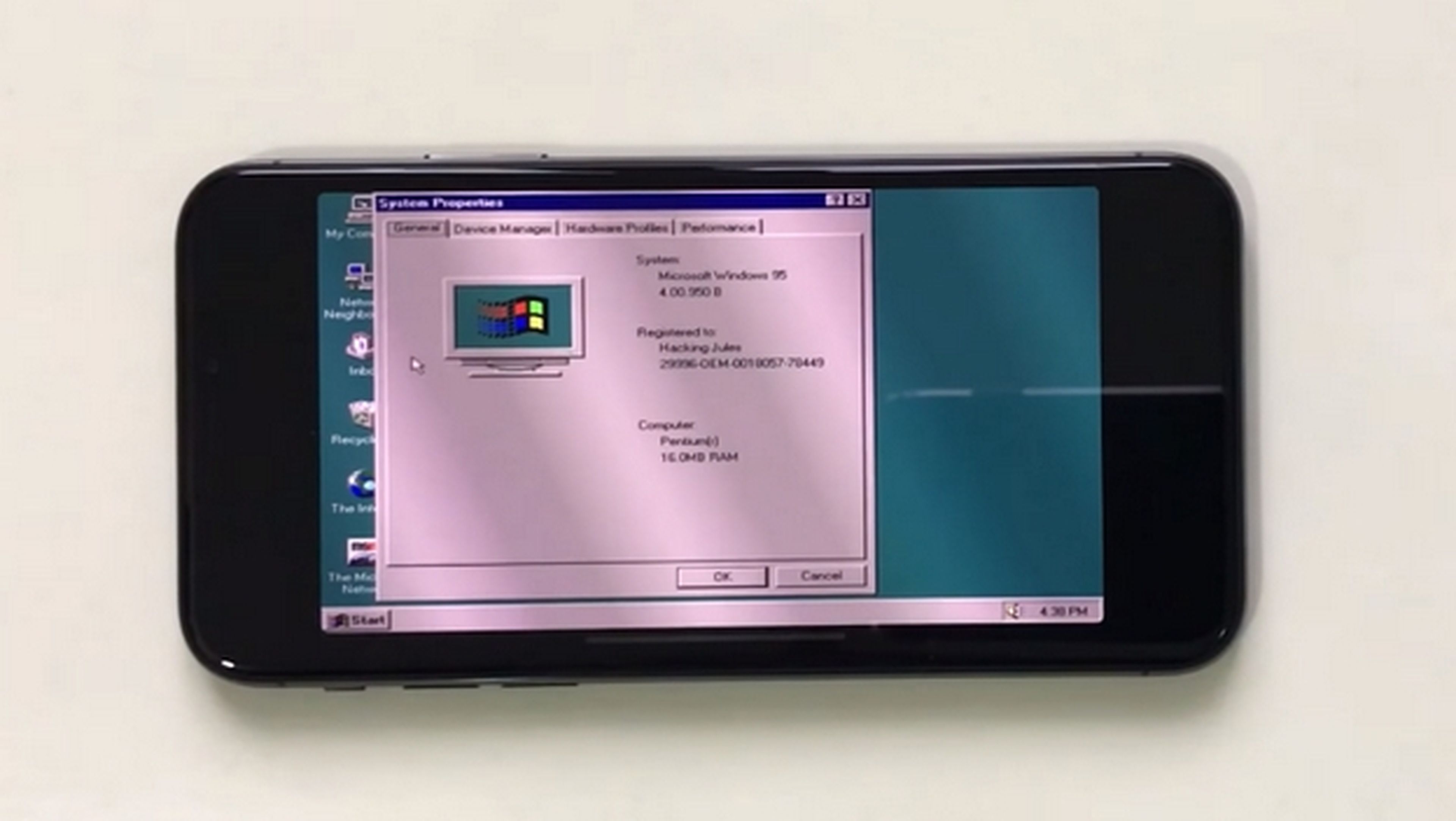 Windows 95 funciona en el iPhone X con juegos de PC