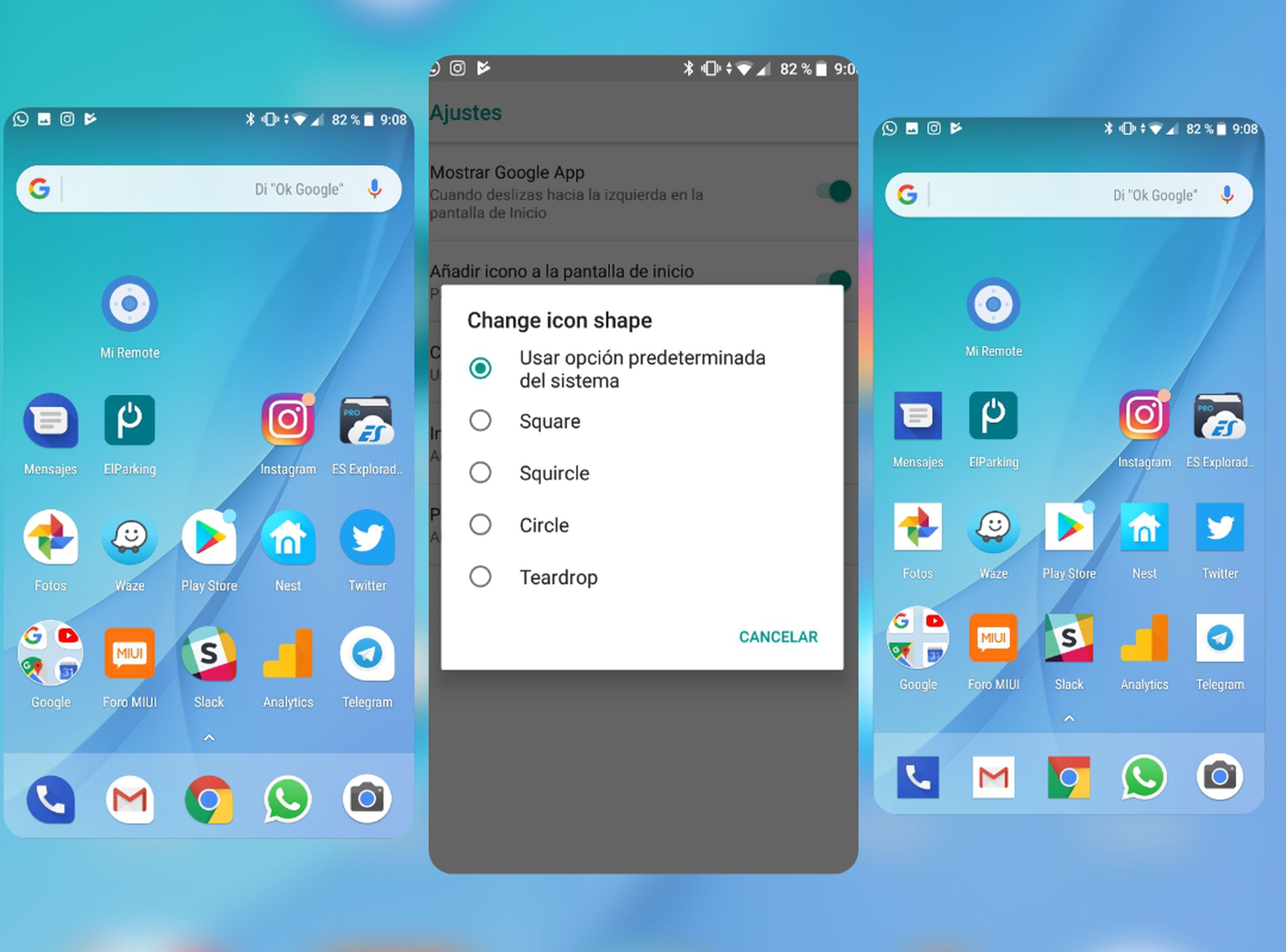 Iconos y forma en Android Oreo