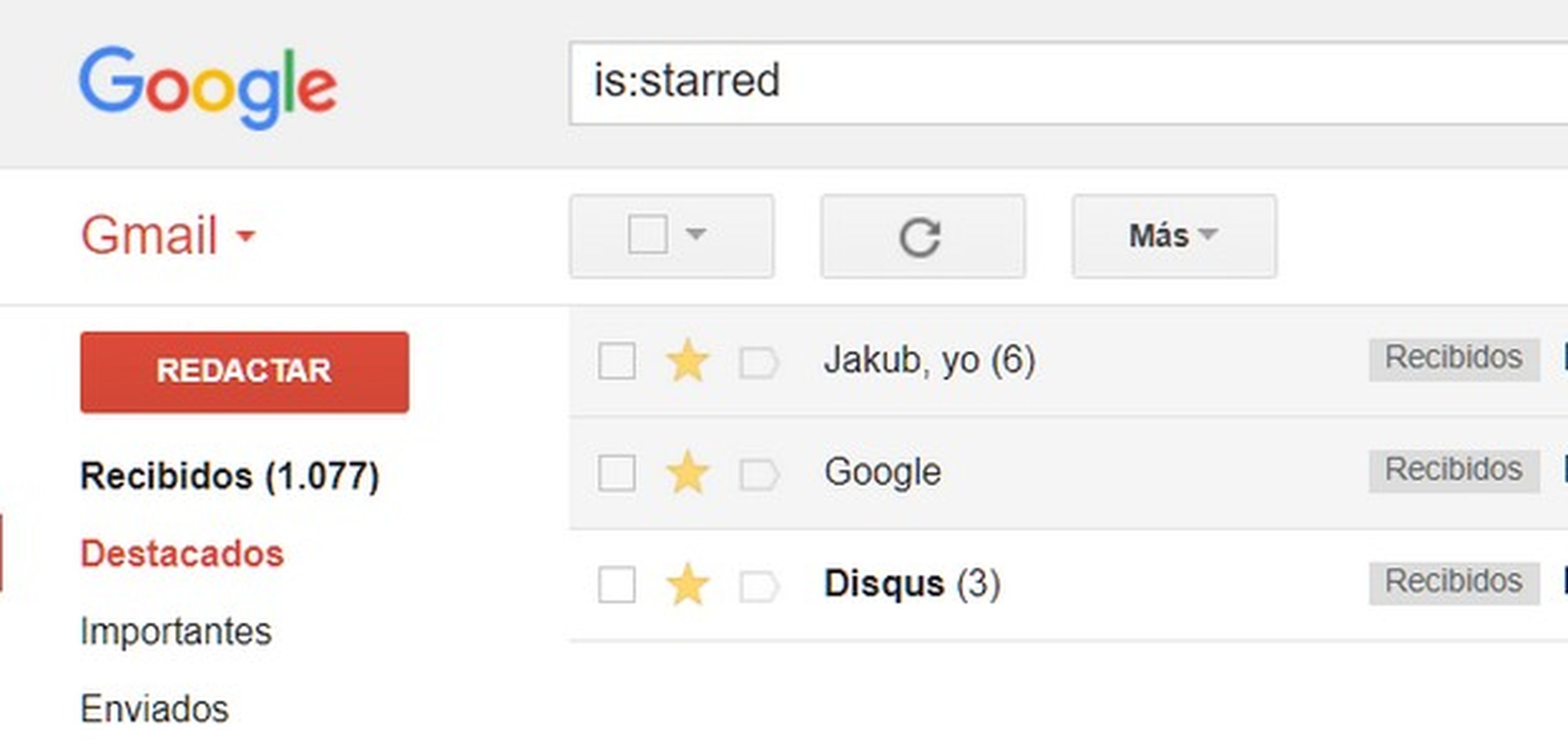 Cómo funcionan las estrellas para destacar en Gmail
