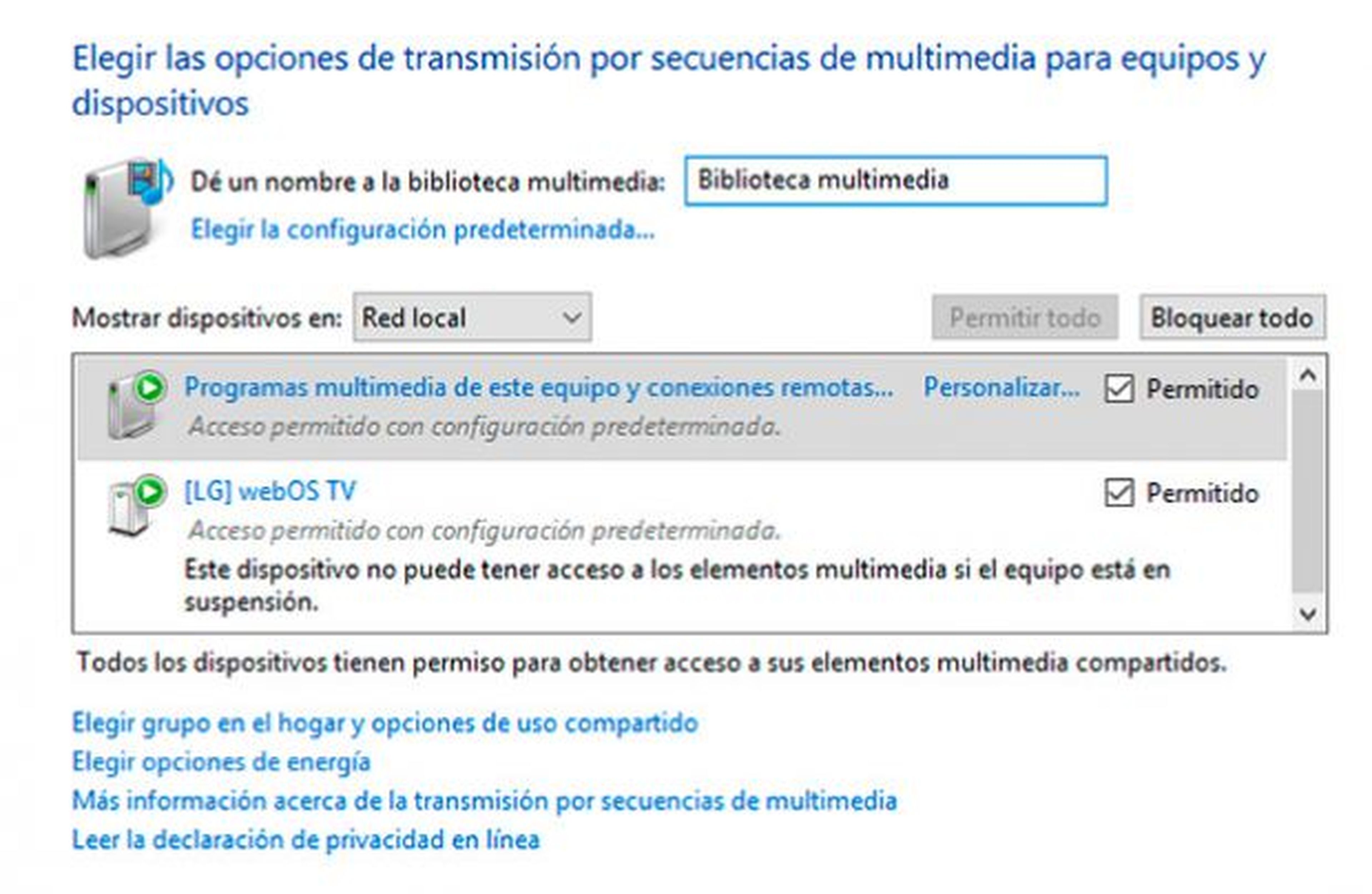 Acceso biblioteca multimedia Windows 10