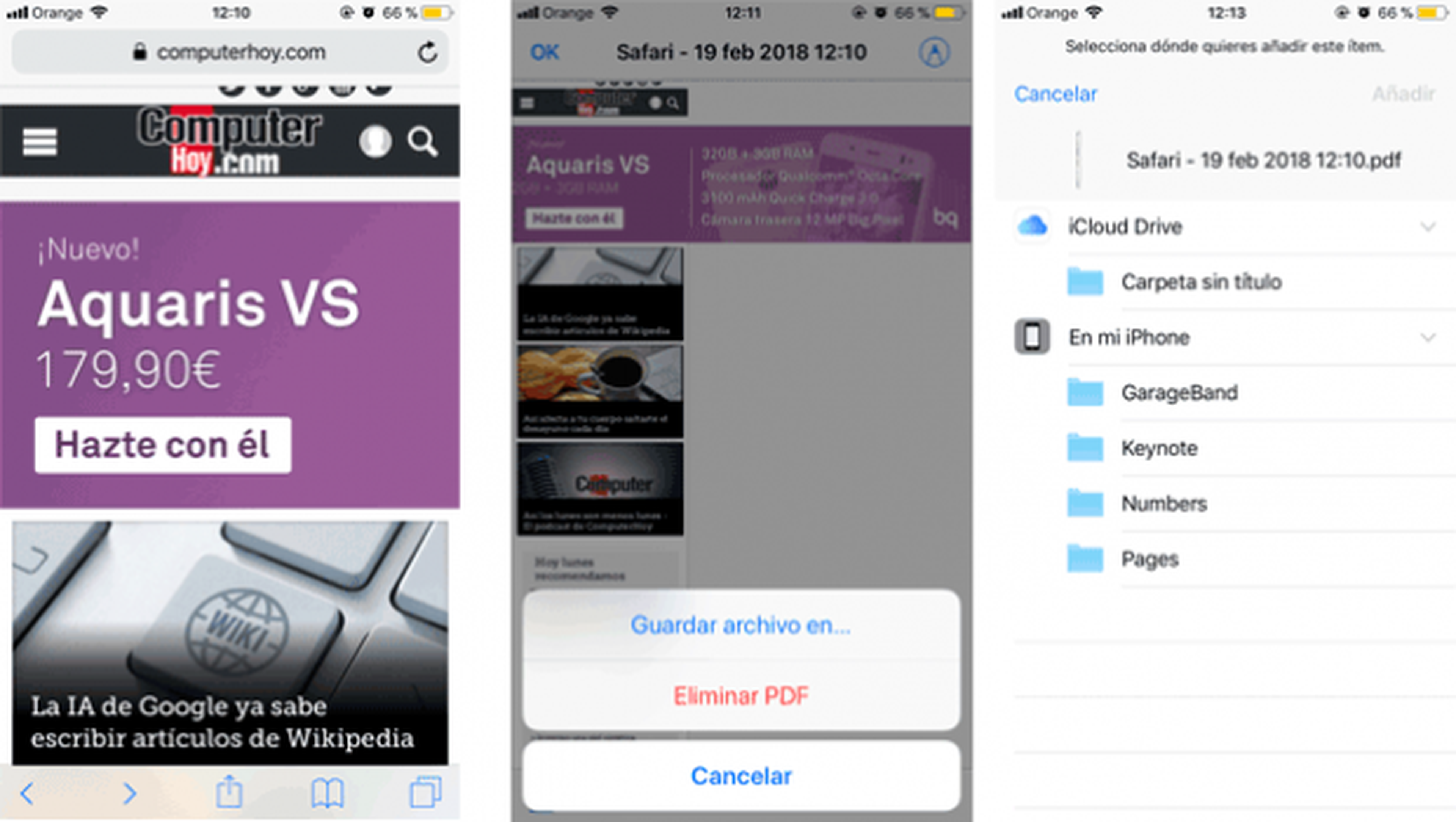 Hacer un PDF desde Safari en iPhone