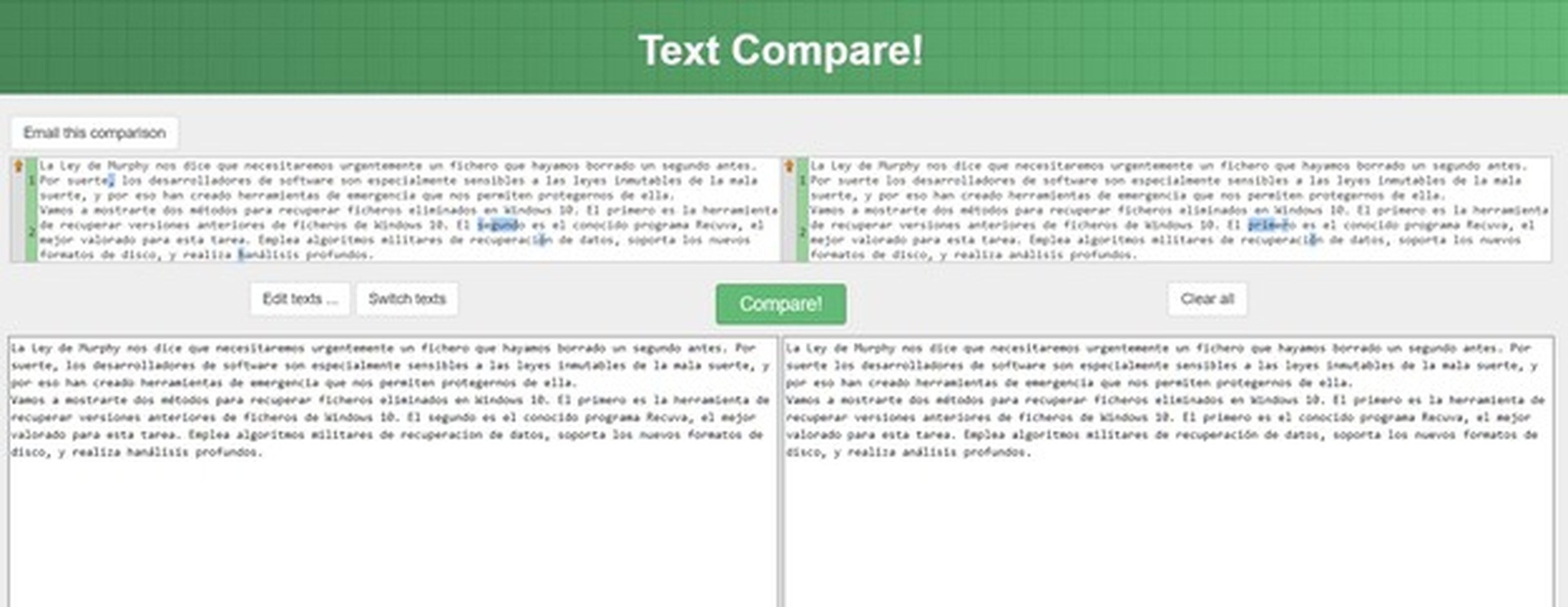 Cómo comparar dos textos para ver las diferencias