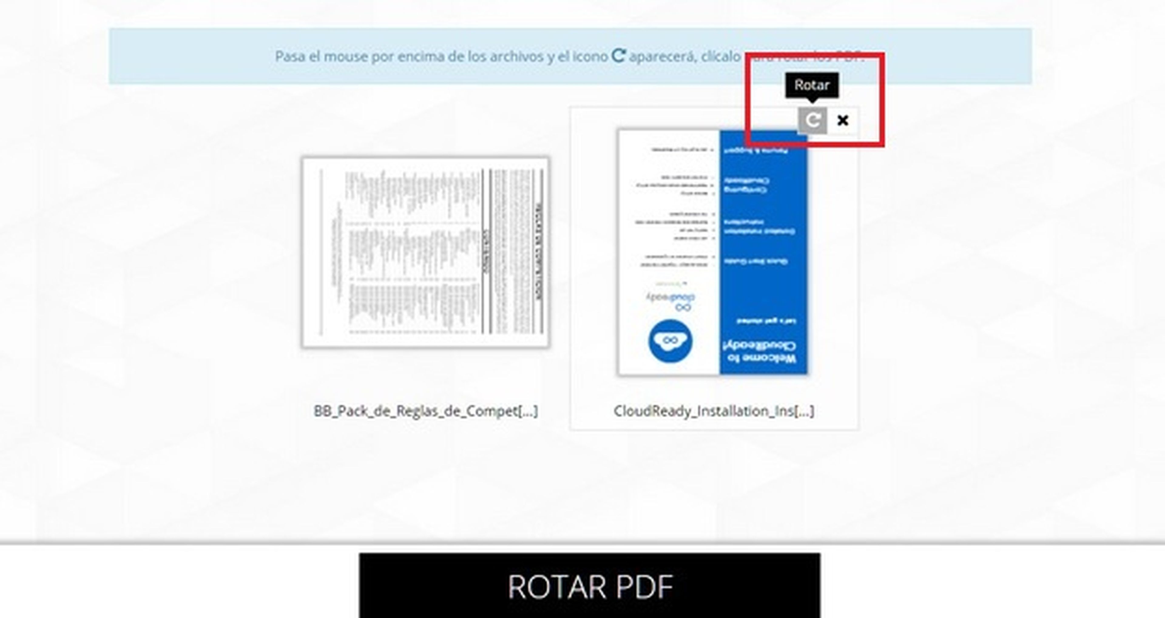 Cómo rotar varios PDFs a la vez
