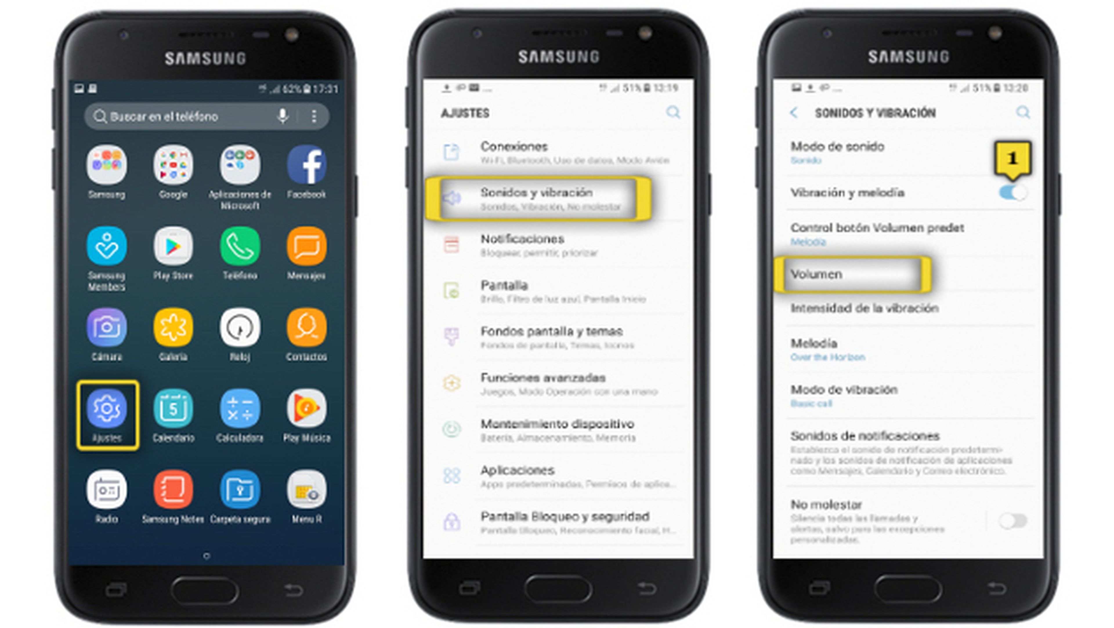 Samsung Galaxy J5 2017: Desactivar la vibración para llamadas