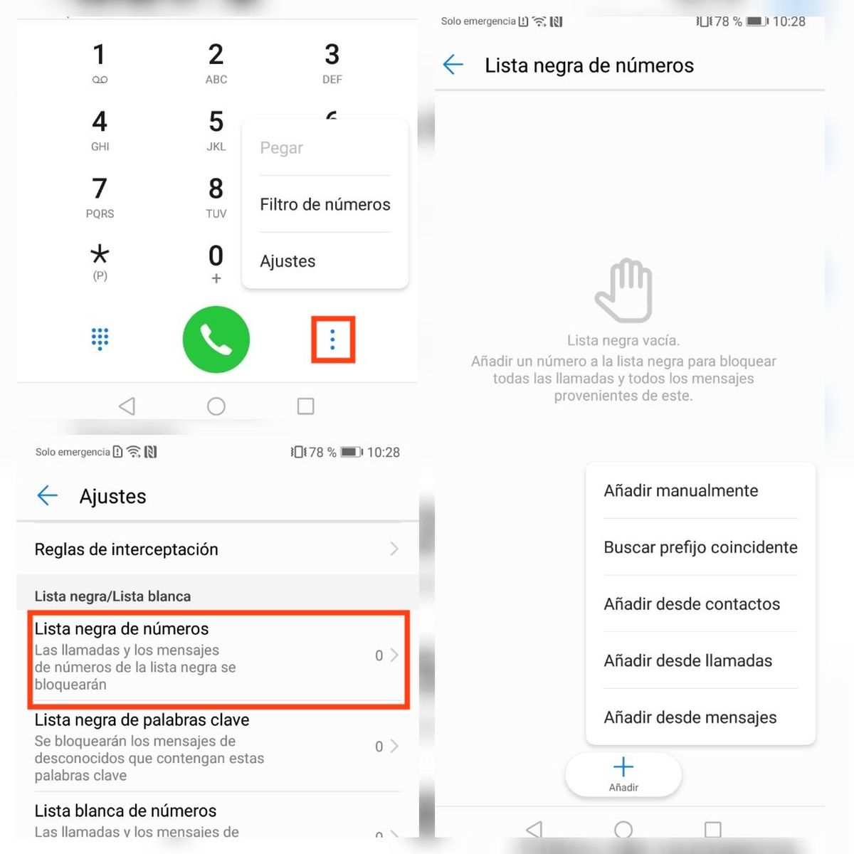 Huawei P Smart Cómo agregar un contacto a la lista negra