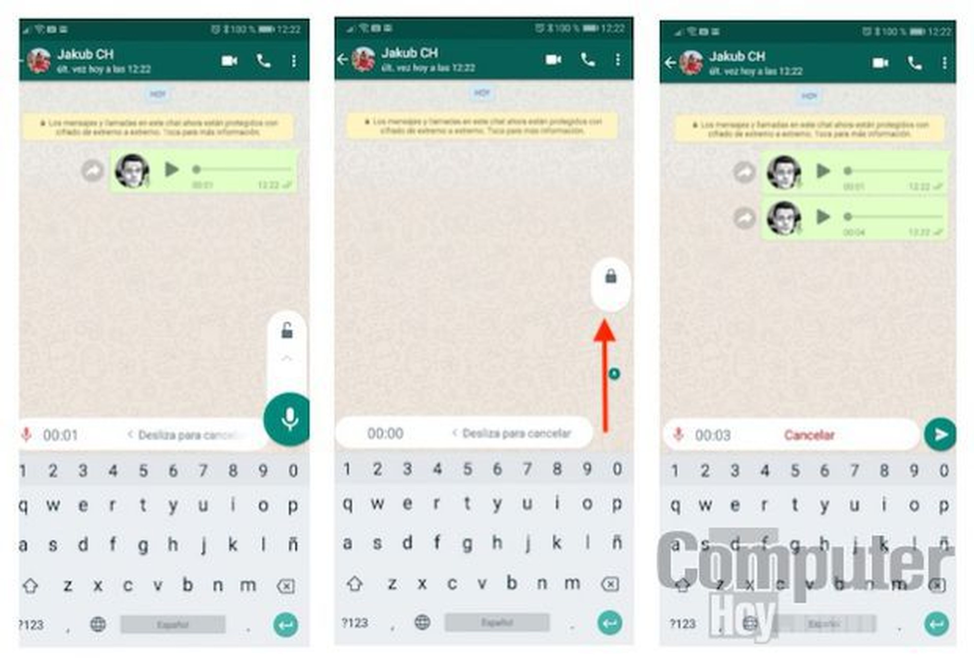Como se mandan las notas de voz en WhatsApp para Android sin tener el dedo pulsado en el micrófono