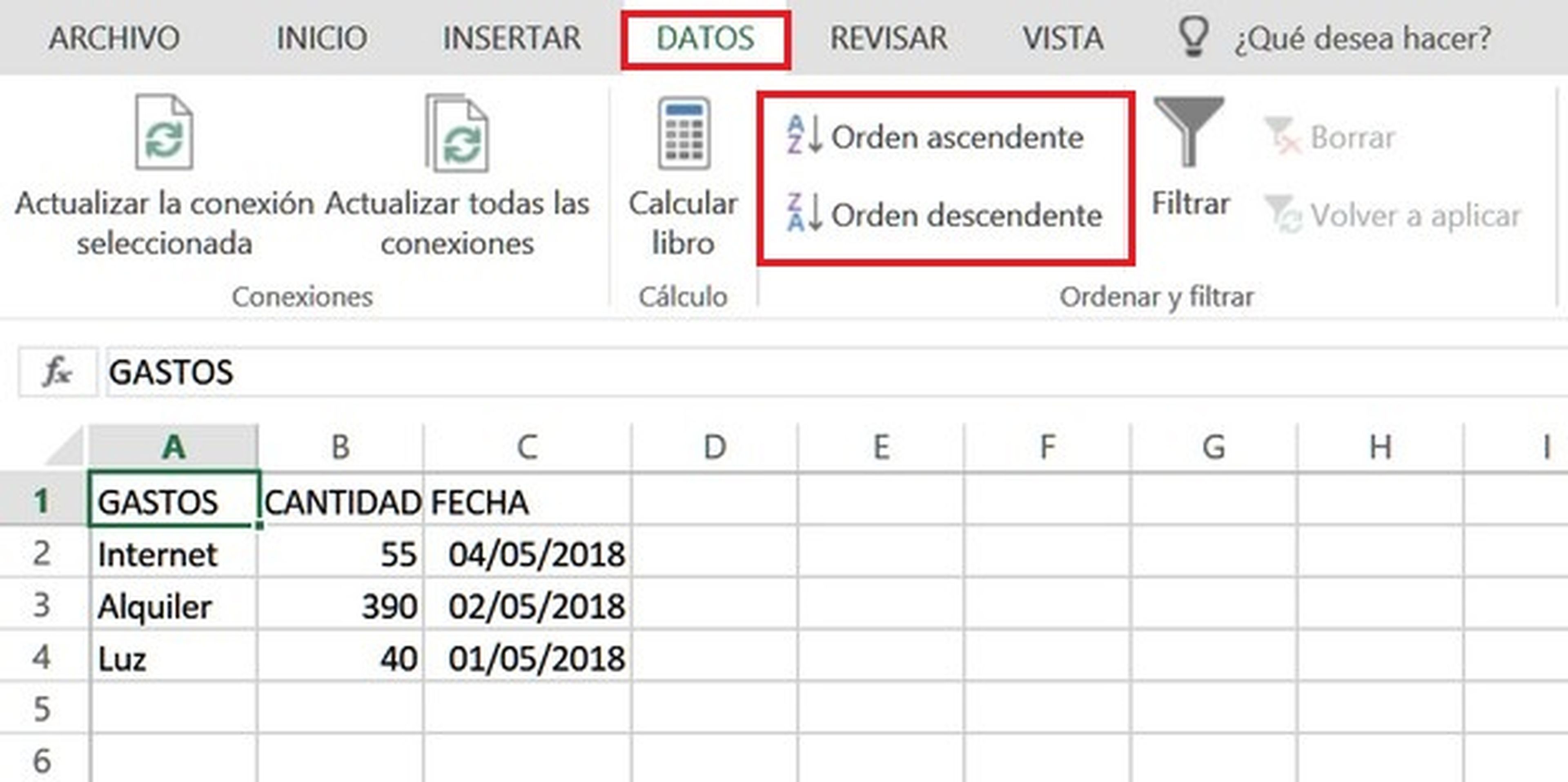 Cómo ordenar datos en Excel