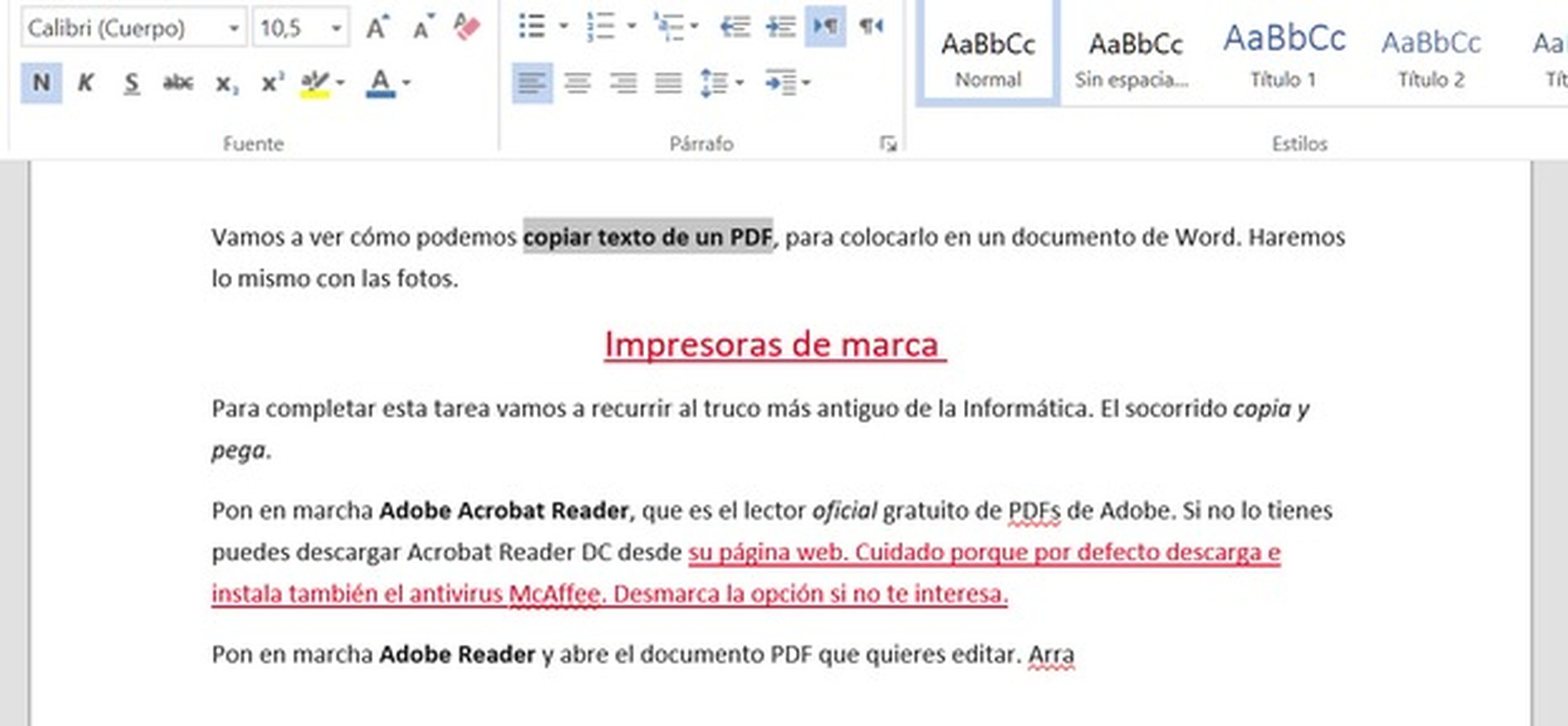 Cómo quitar el formato a un texto en Word