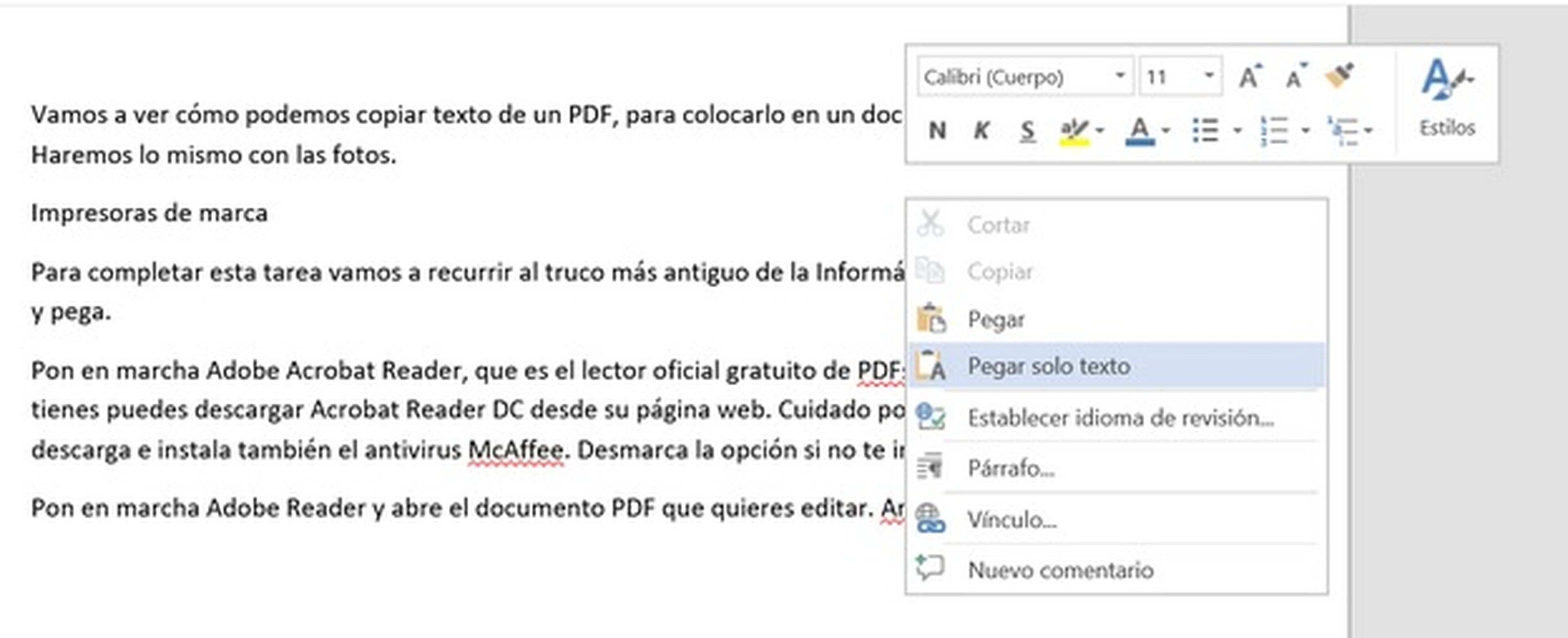 Cómo quitar el formato a un texto en Word