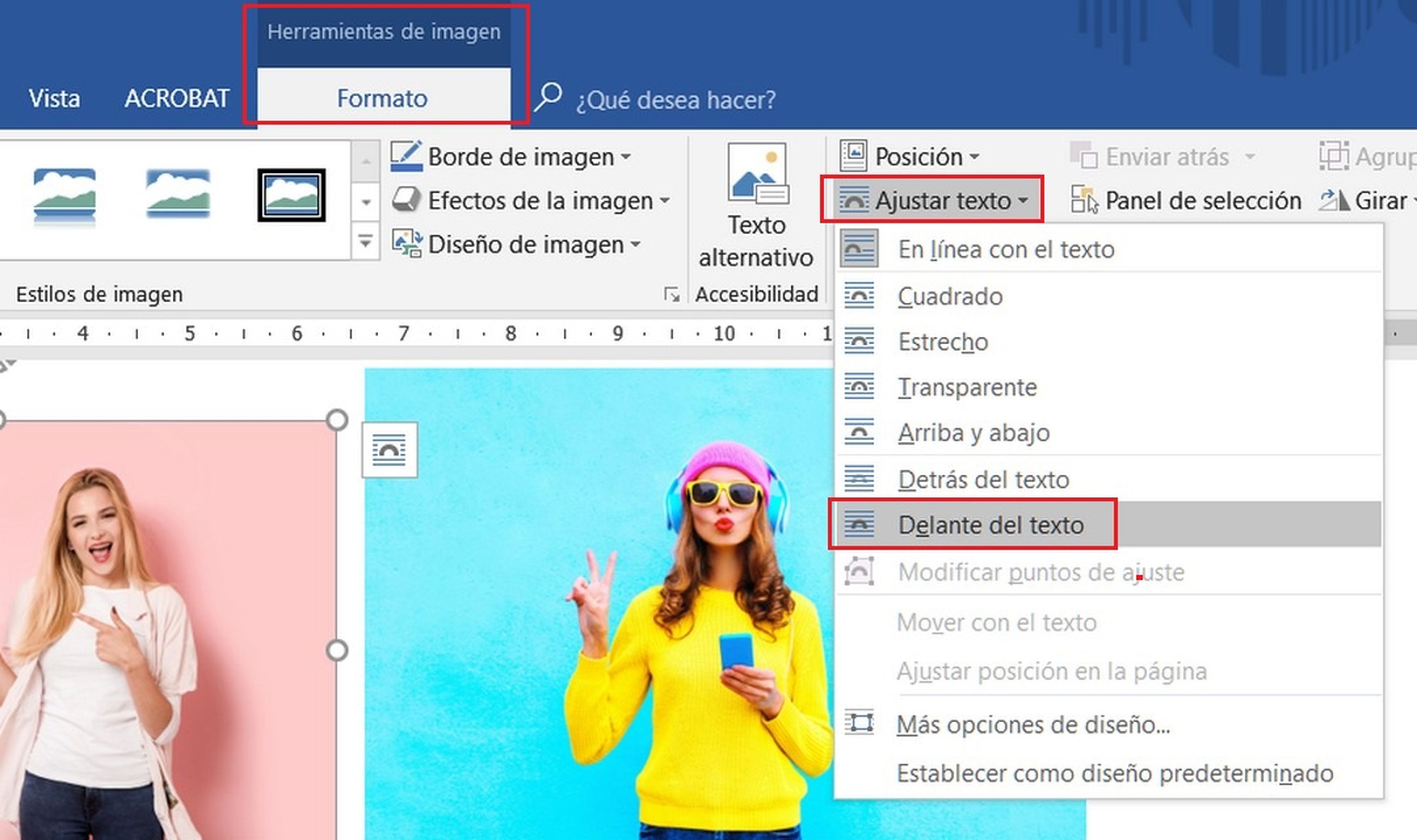 Cómo poner una imagen sobre otra en Word