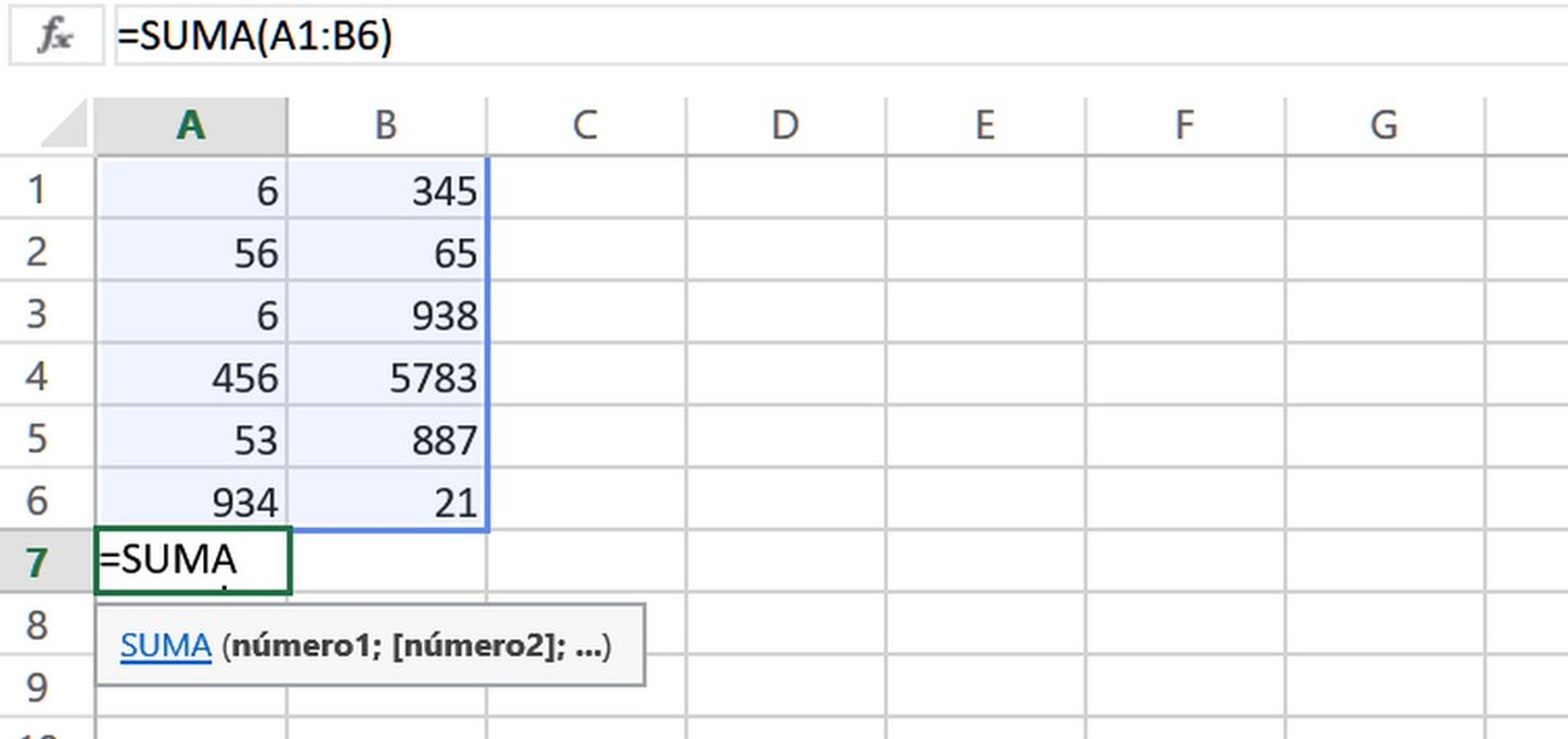 Cómo sumar columnas en Excel