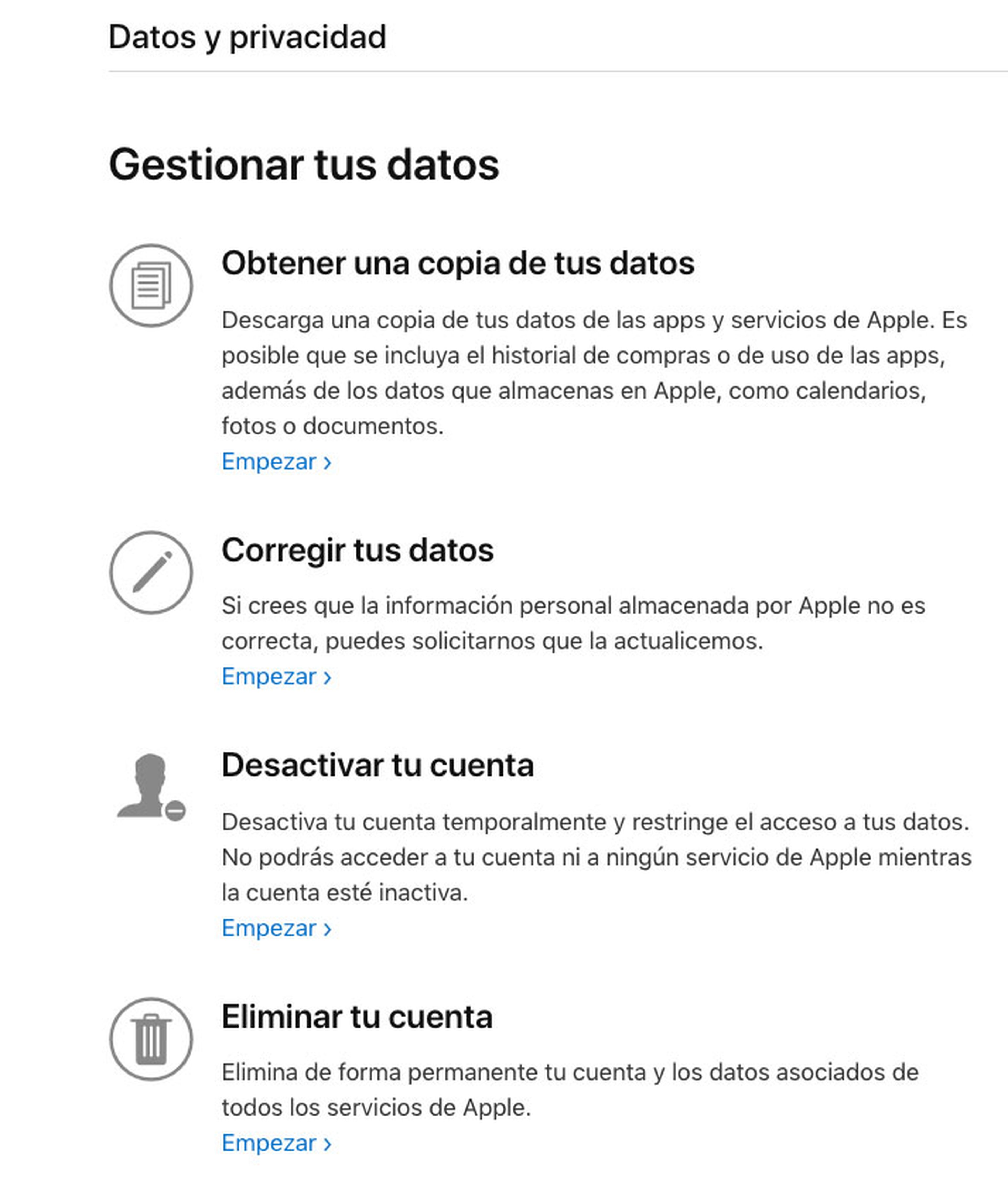 Datos privacidad Apple